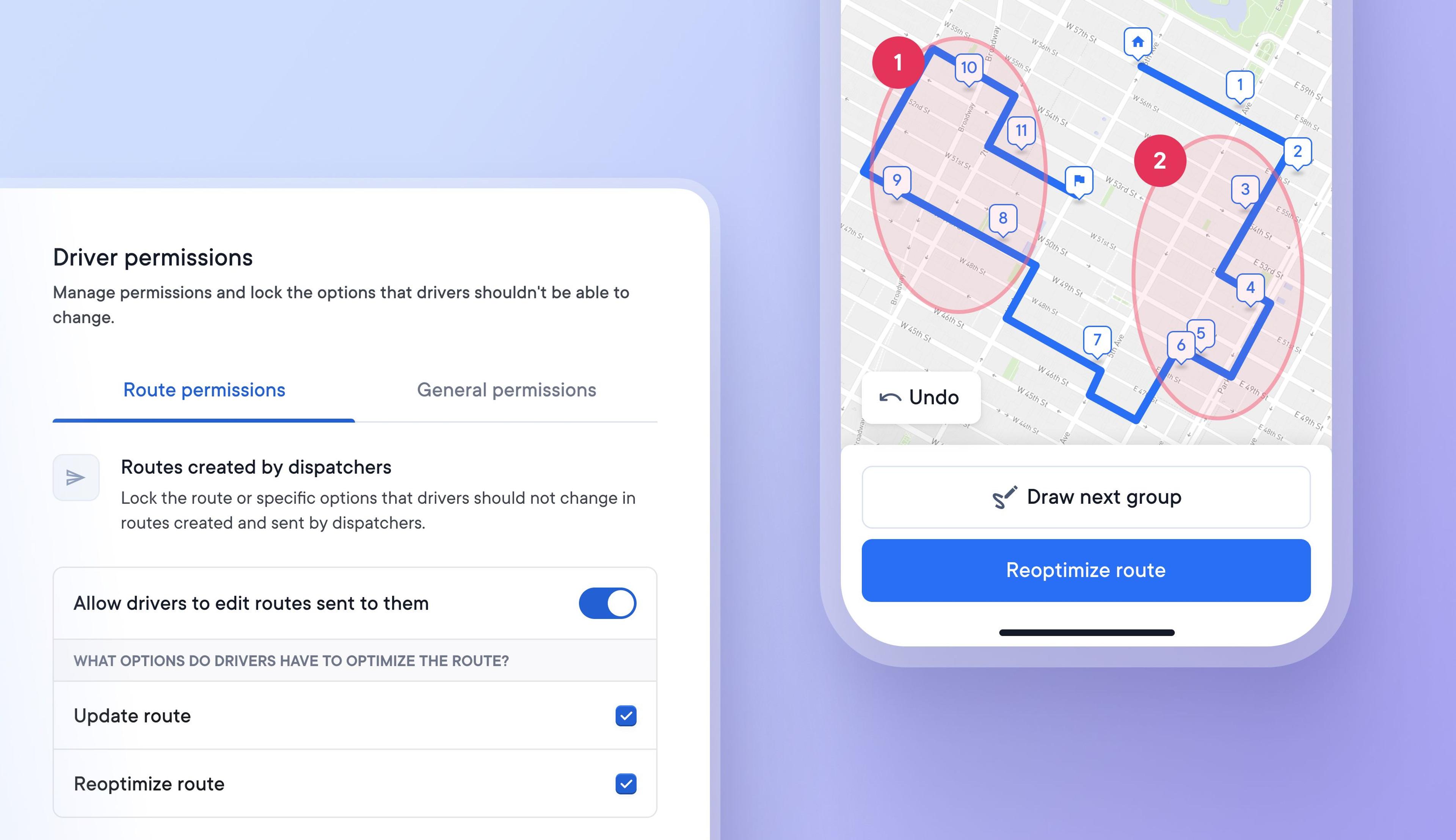 Give drivers the ability to manually order stops on their route