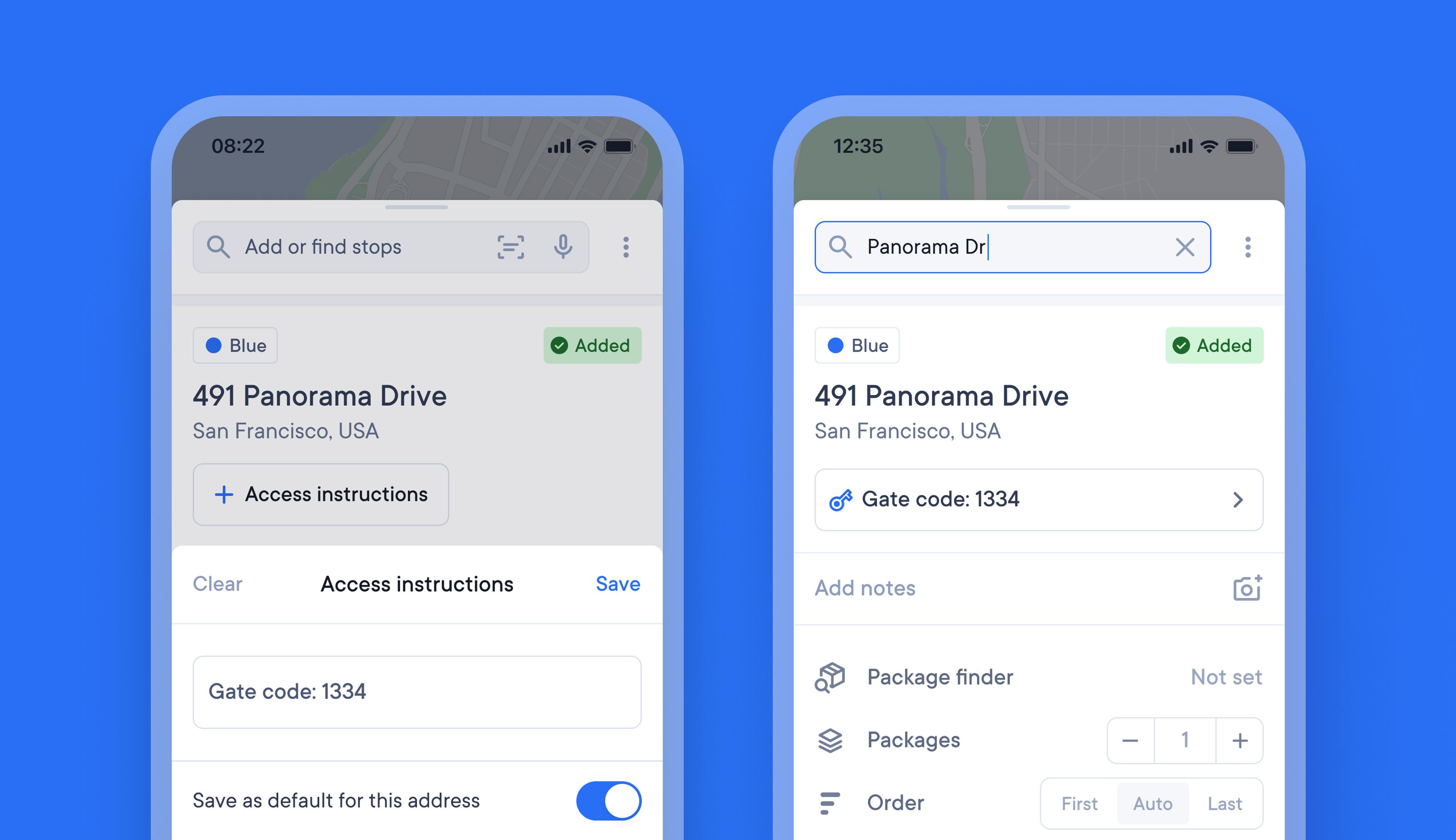 Attach access instructions to stops