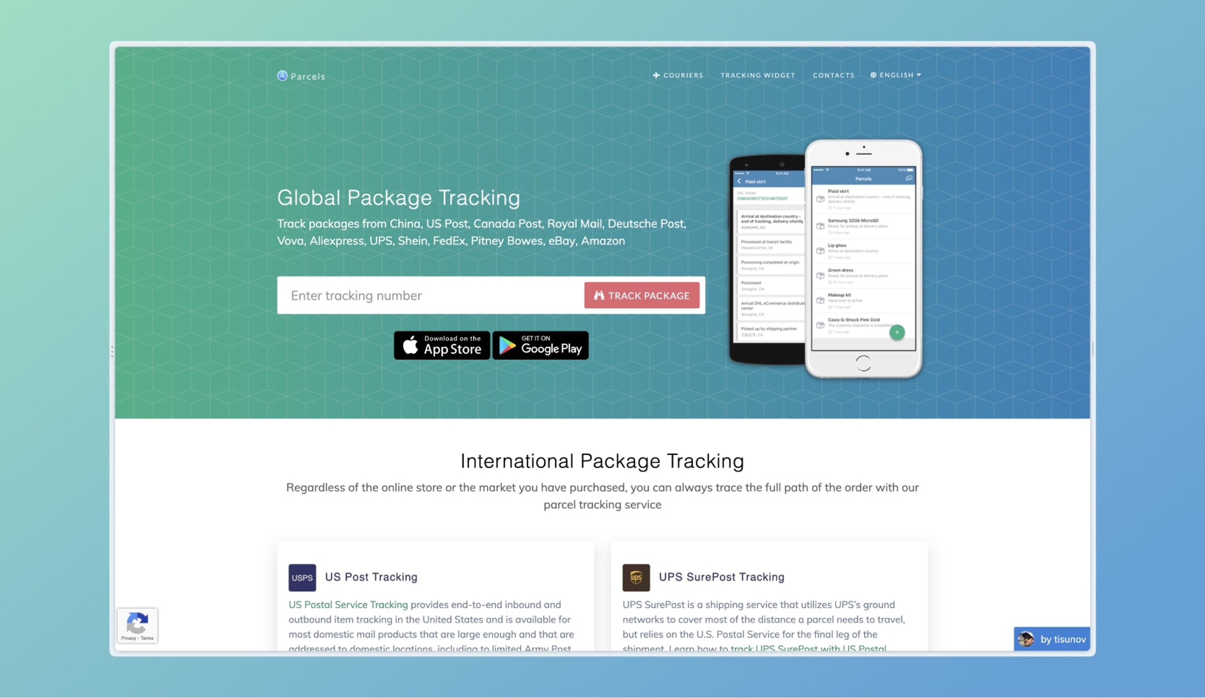 Packagesapp website homepage