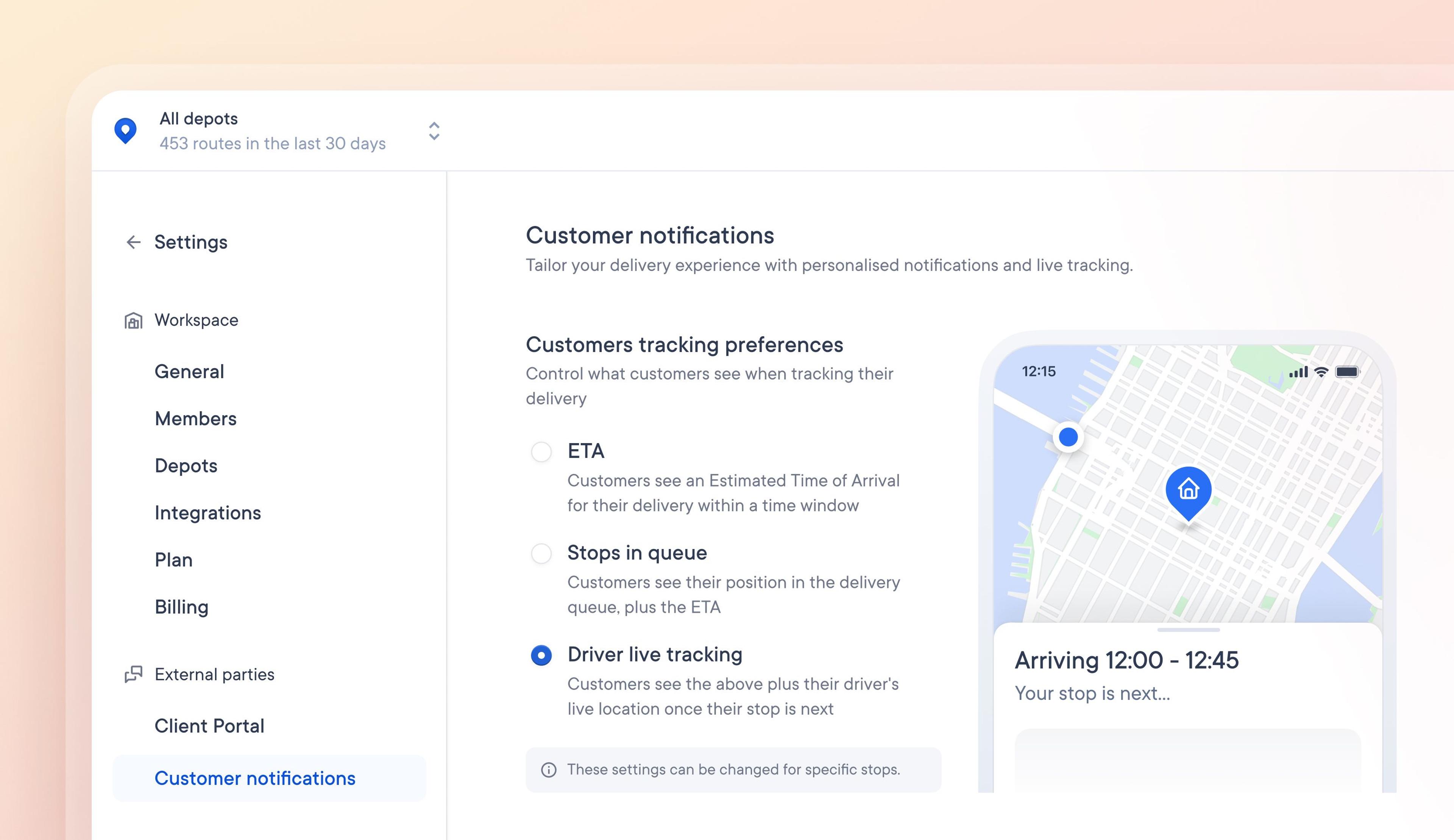 Decide the level of tracking detail you provide to recipients in customer notifications