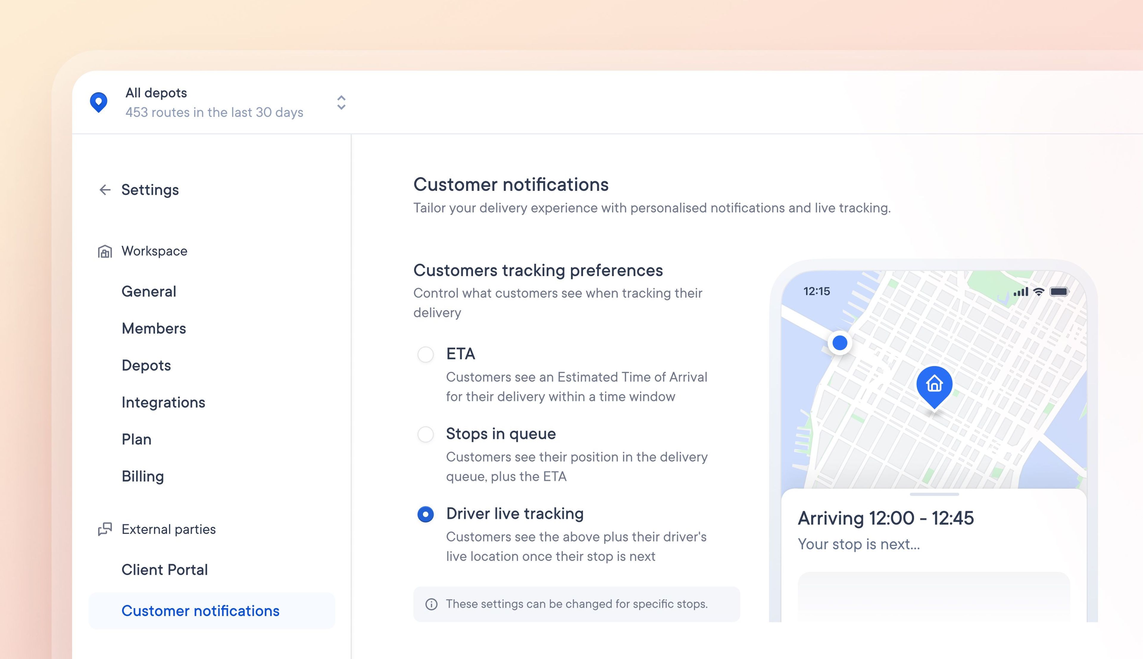 Decide the level of tracking detail you provide to recipients in customer notifications