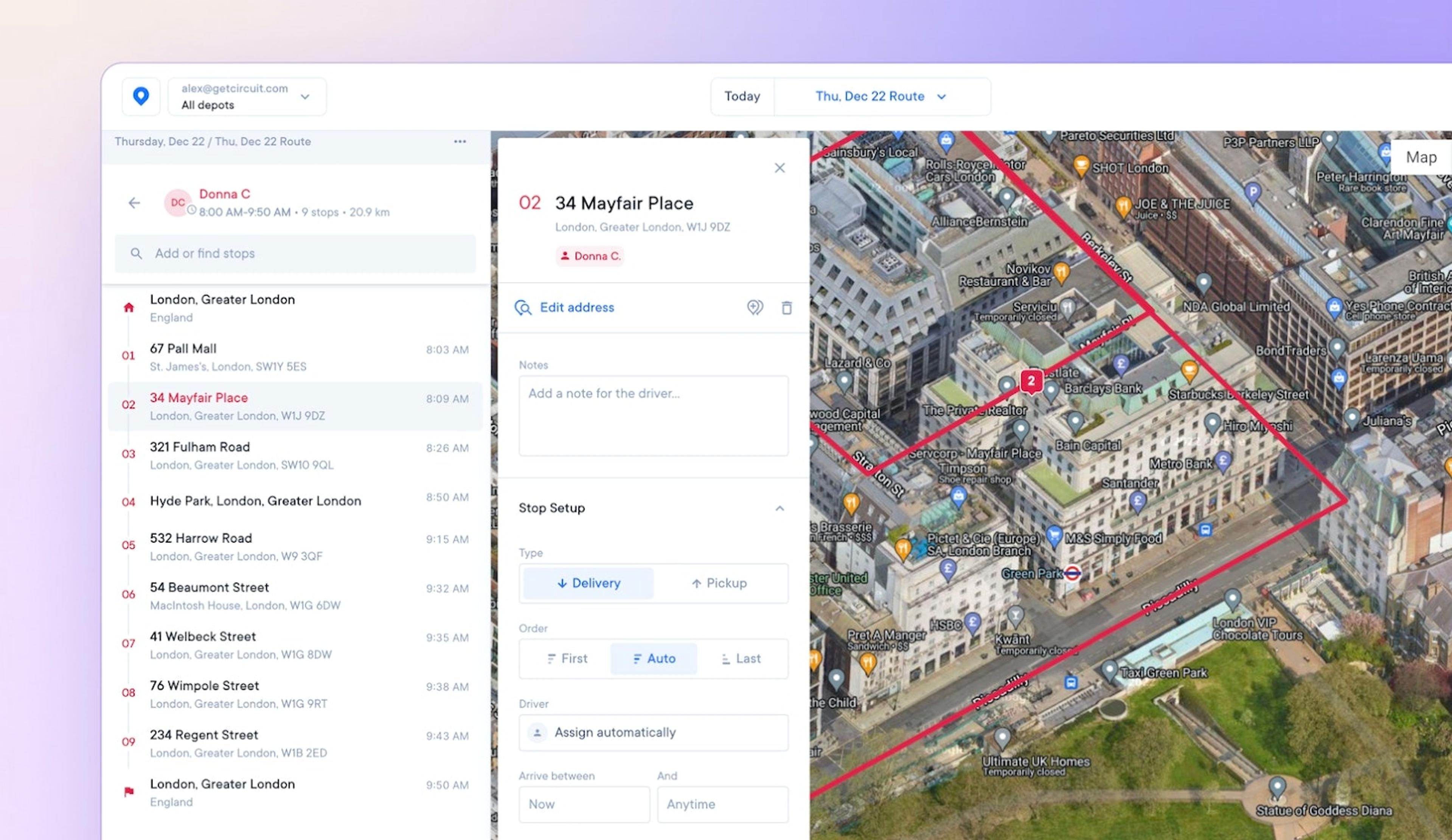 Spoke Dispatch real time route