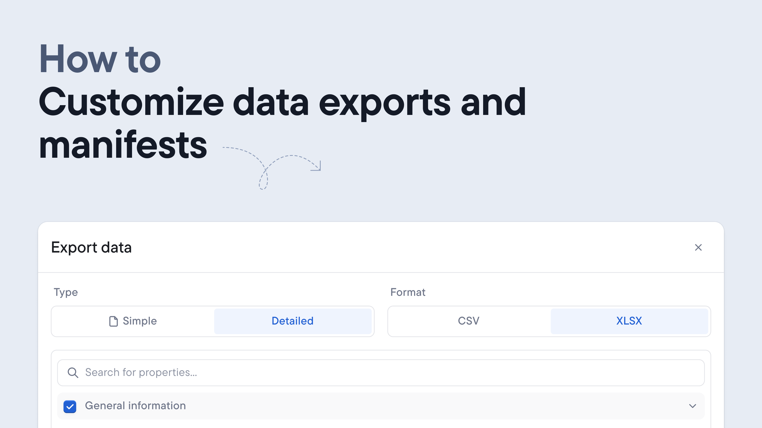 Customize exports and manifests