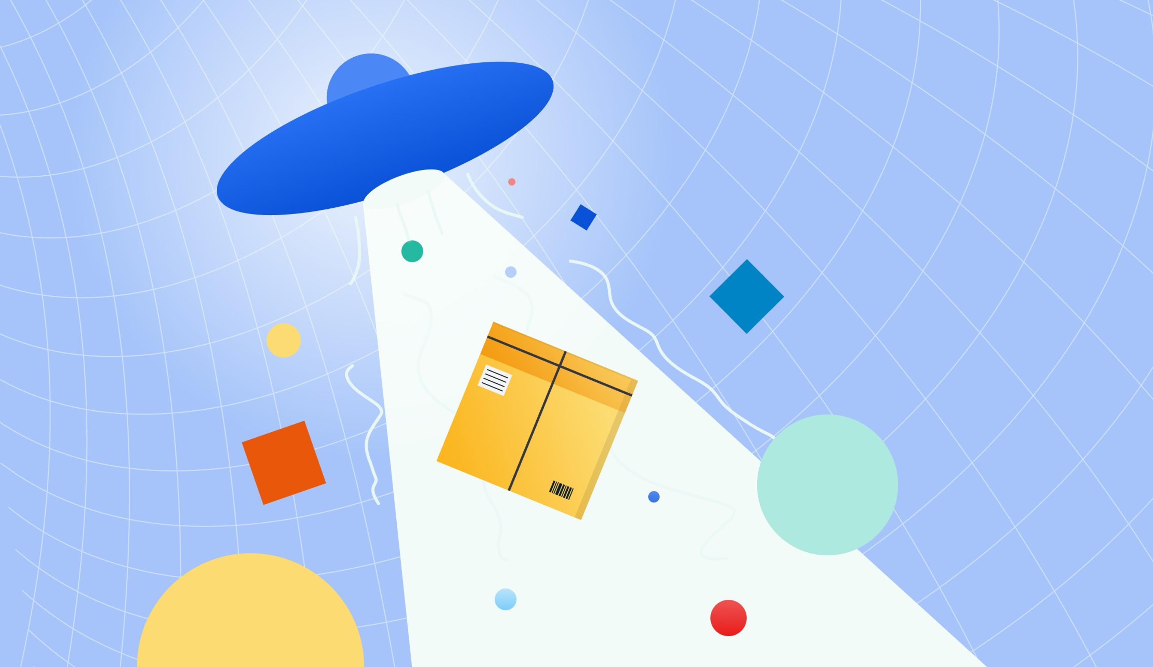 UFO beaming up several packages