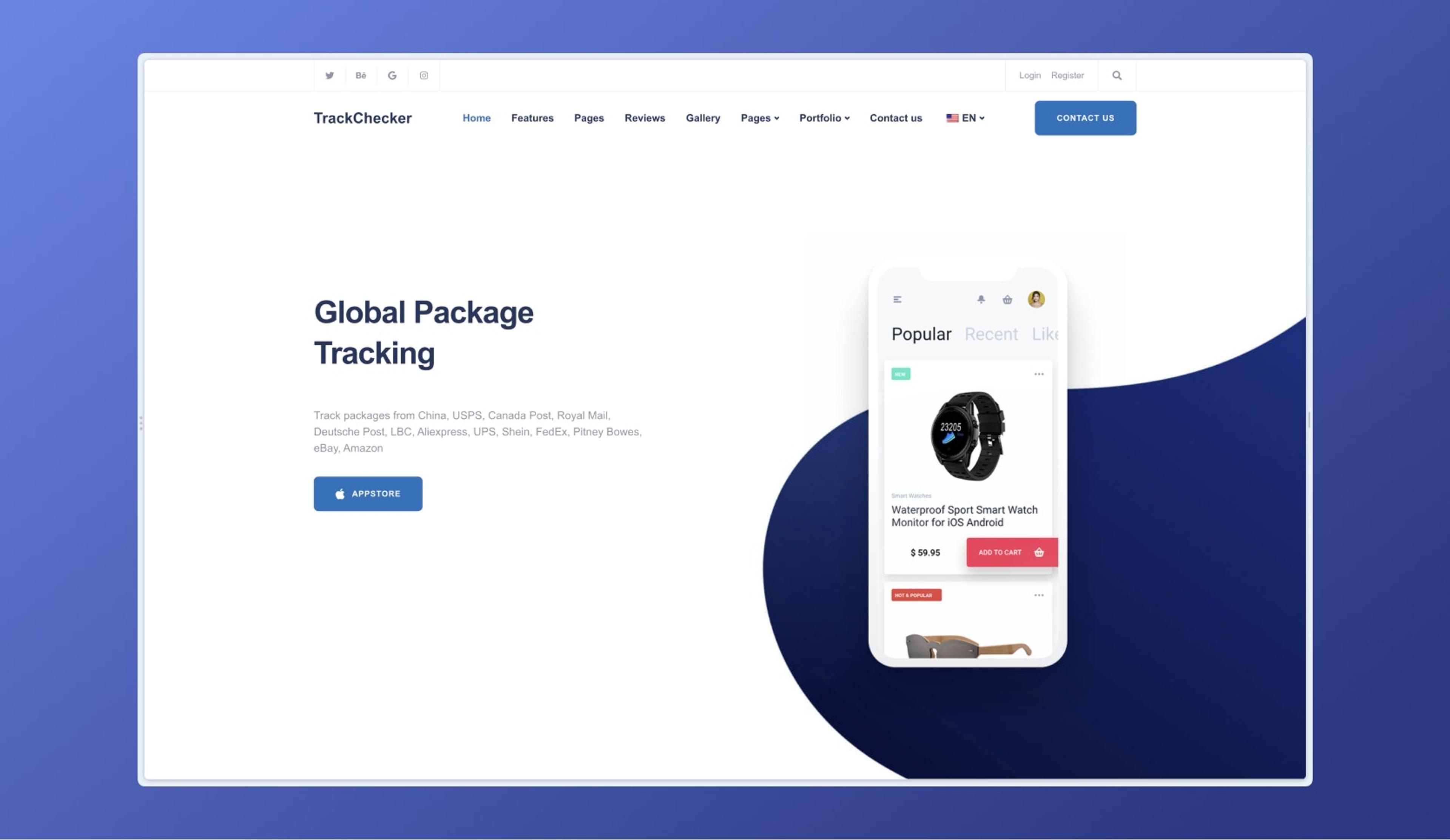 TrackChecker app website homepage