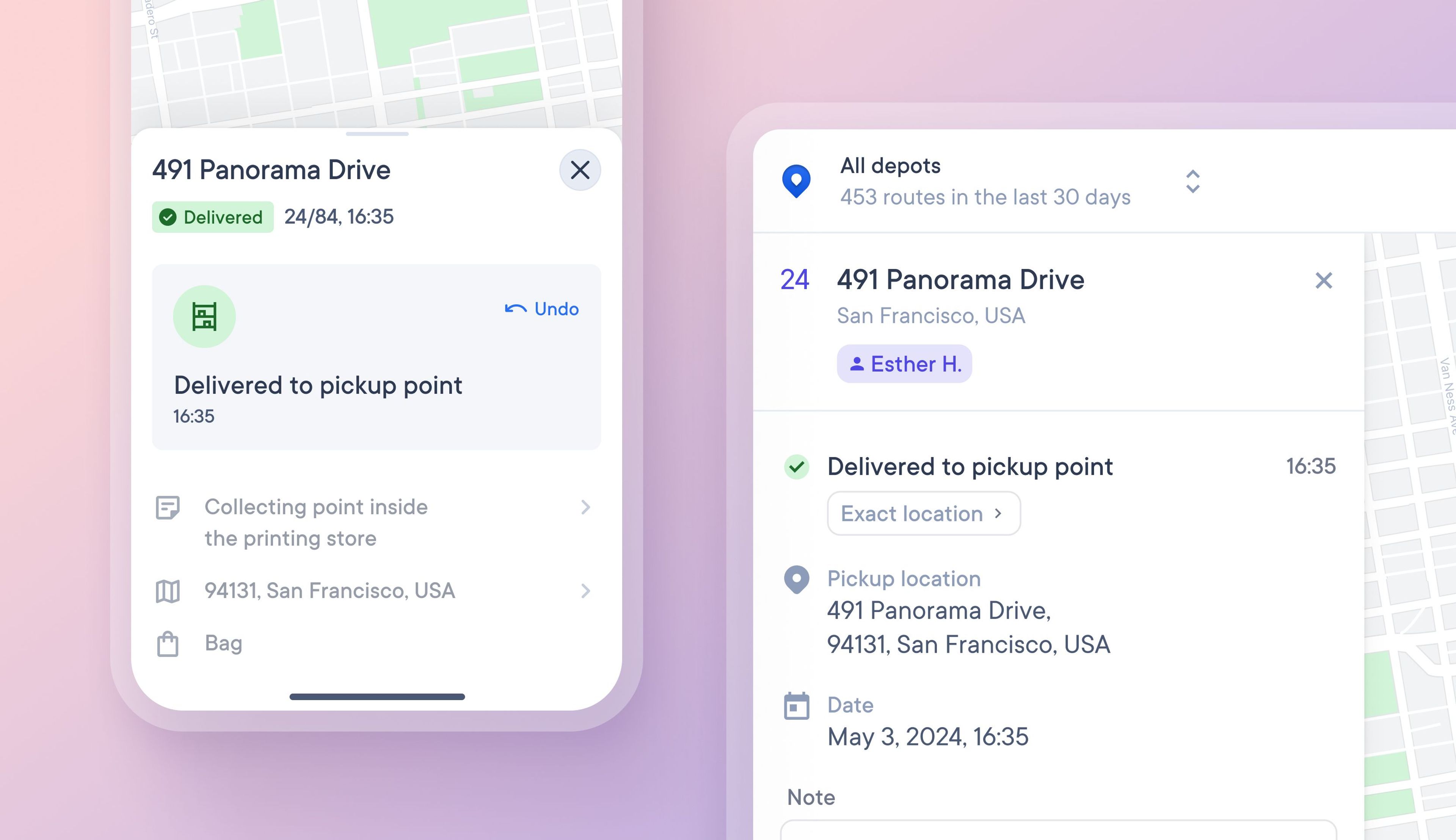 Collect proof of delivery for pickup points