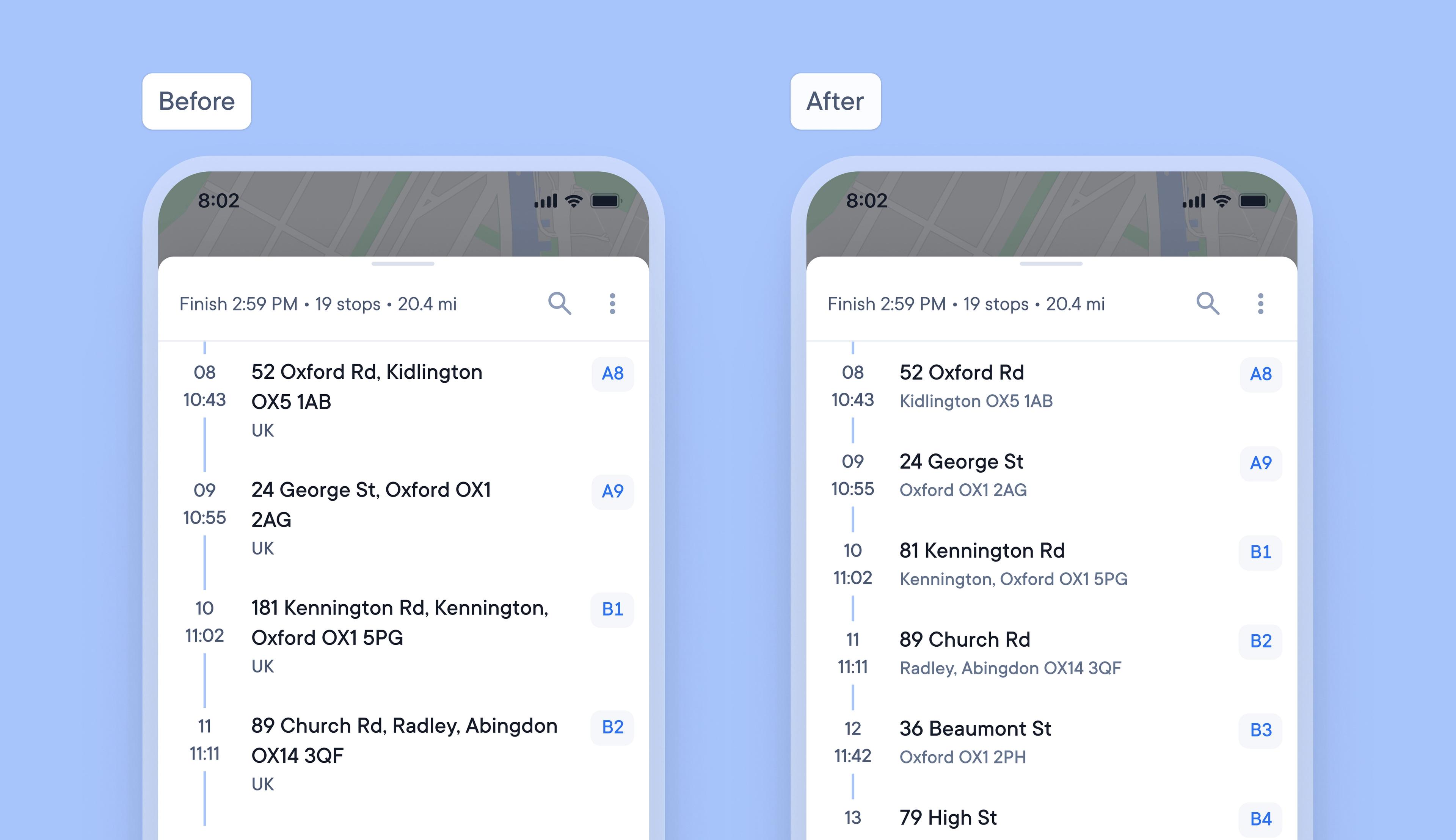 improved address list view