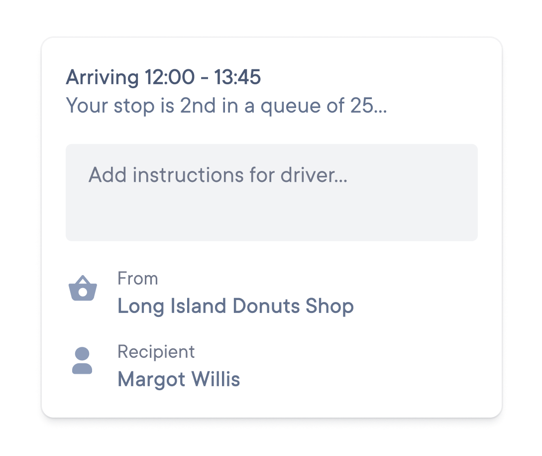 a screenshot of what a dynamic delivery window that a recipient sees
