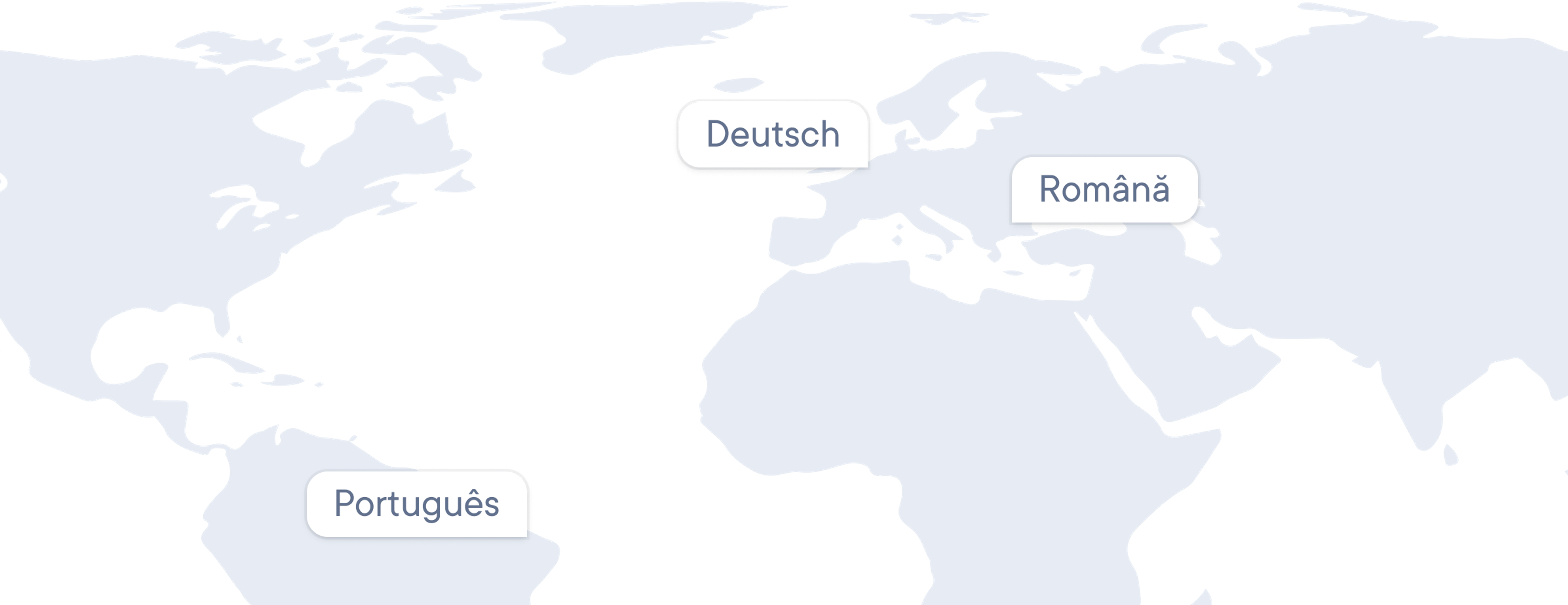 World map interface displaying language labels—Deutsch, Română, and Português—indicating support for multilingual delivery notifications across regions.