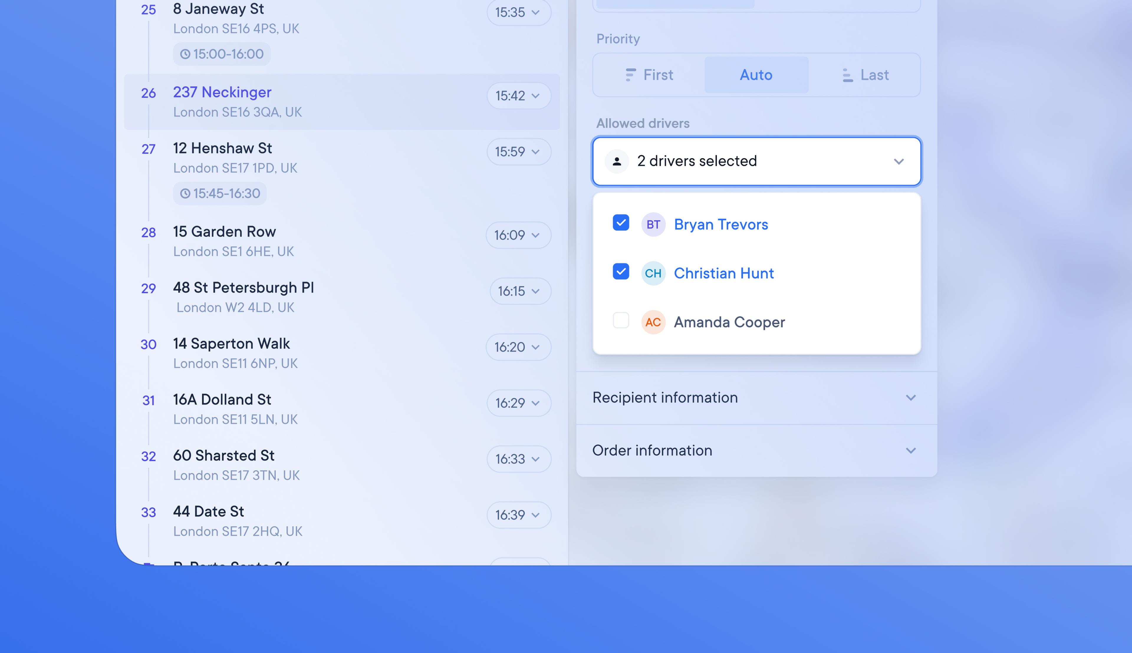 Allow certain drivers to make specific stops