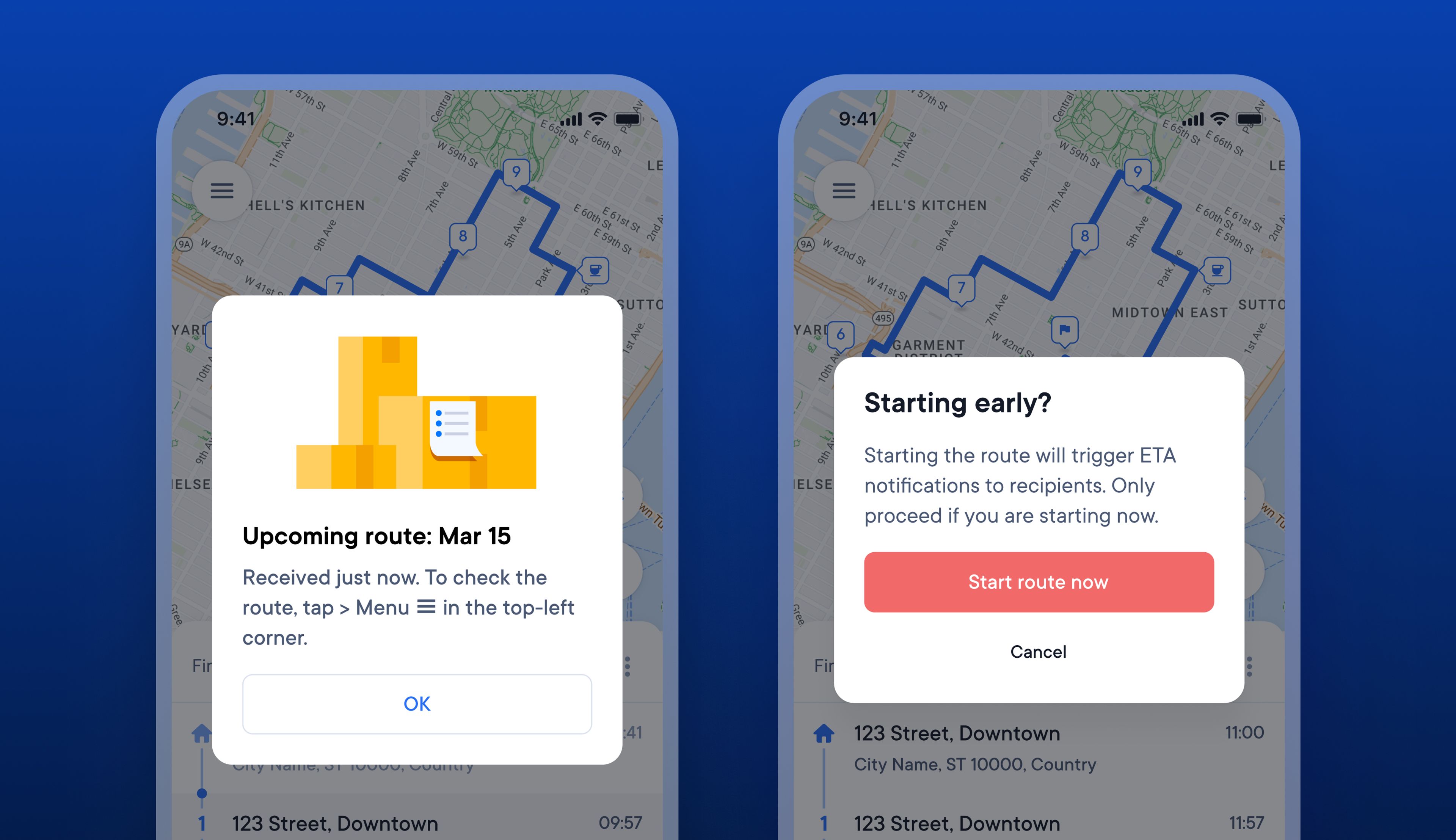 driver route notifications