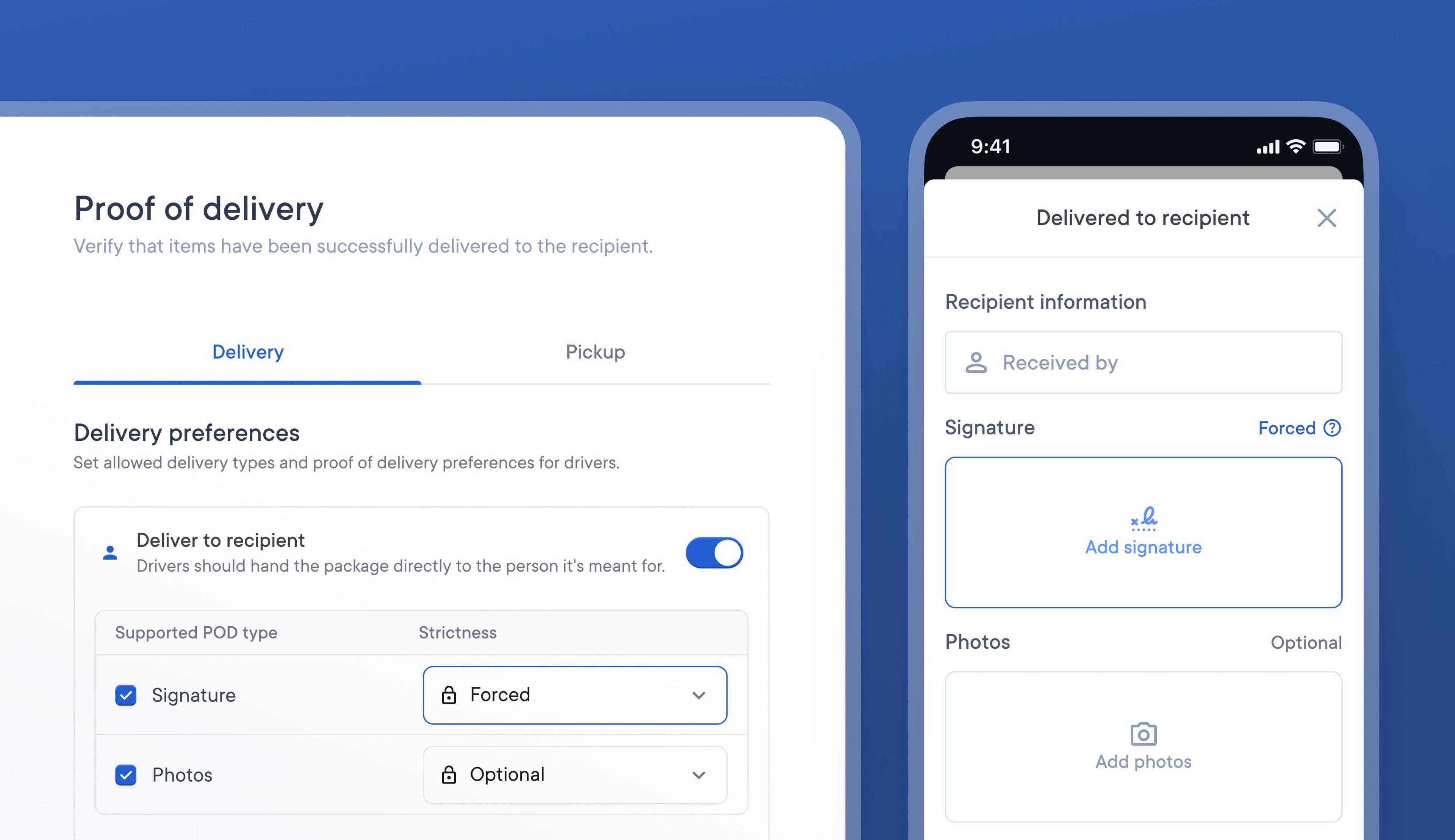option POD and delivery methods