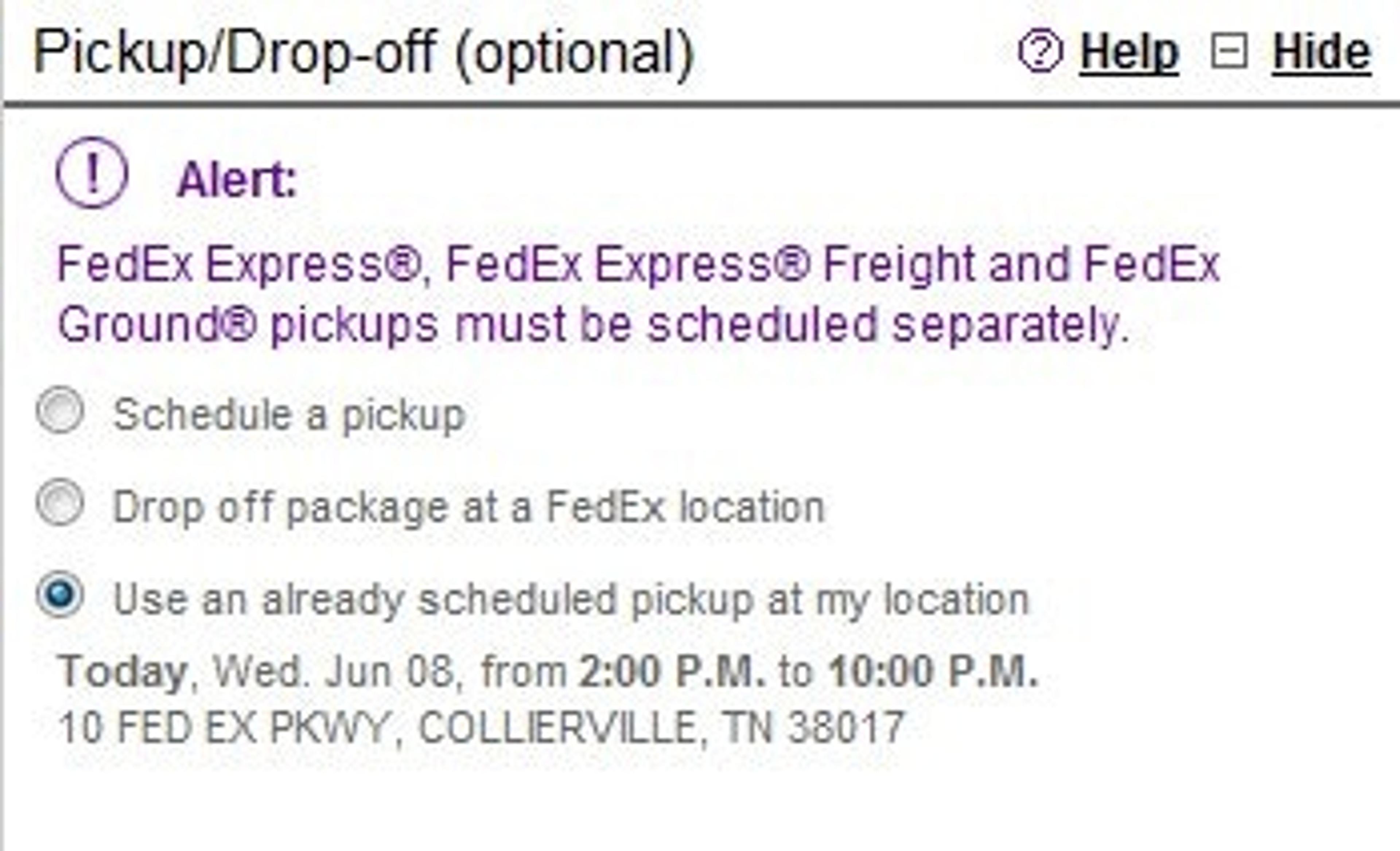 fedex pickup alert