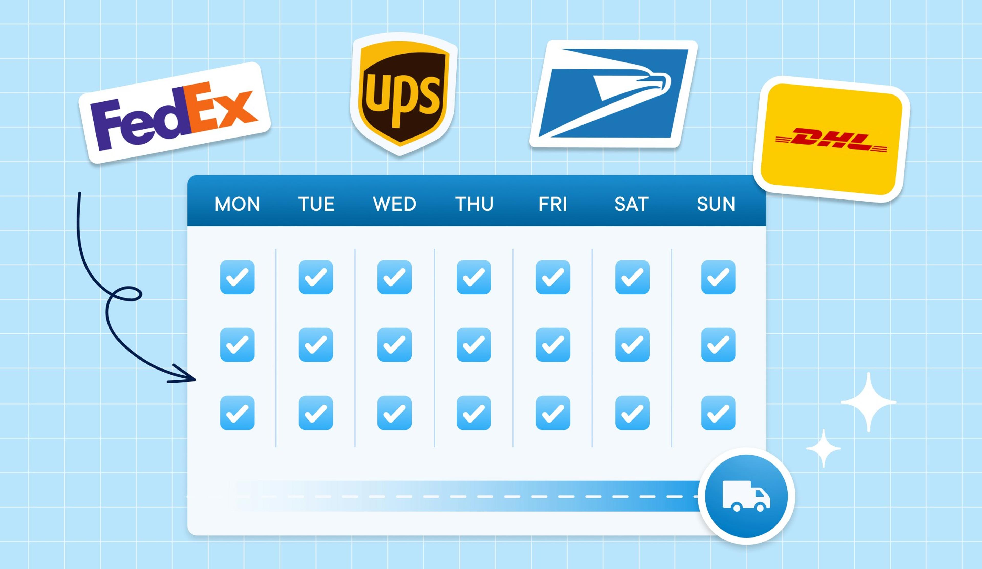 carrier shipping times calendar