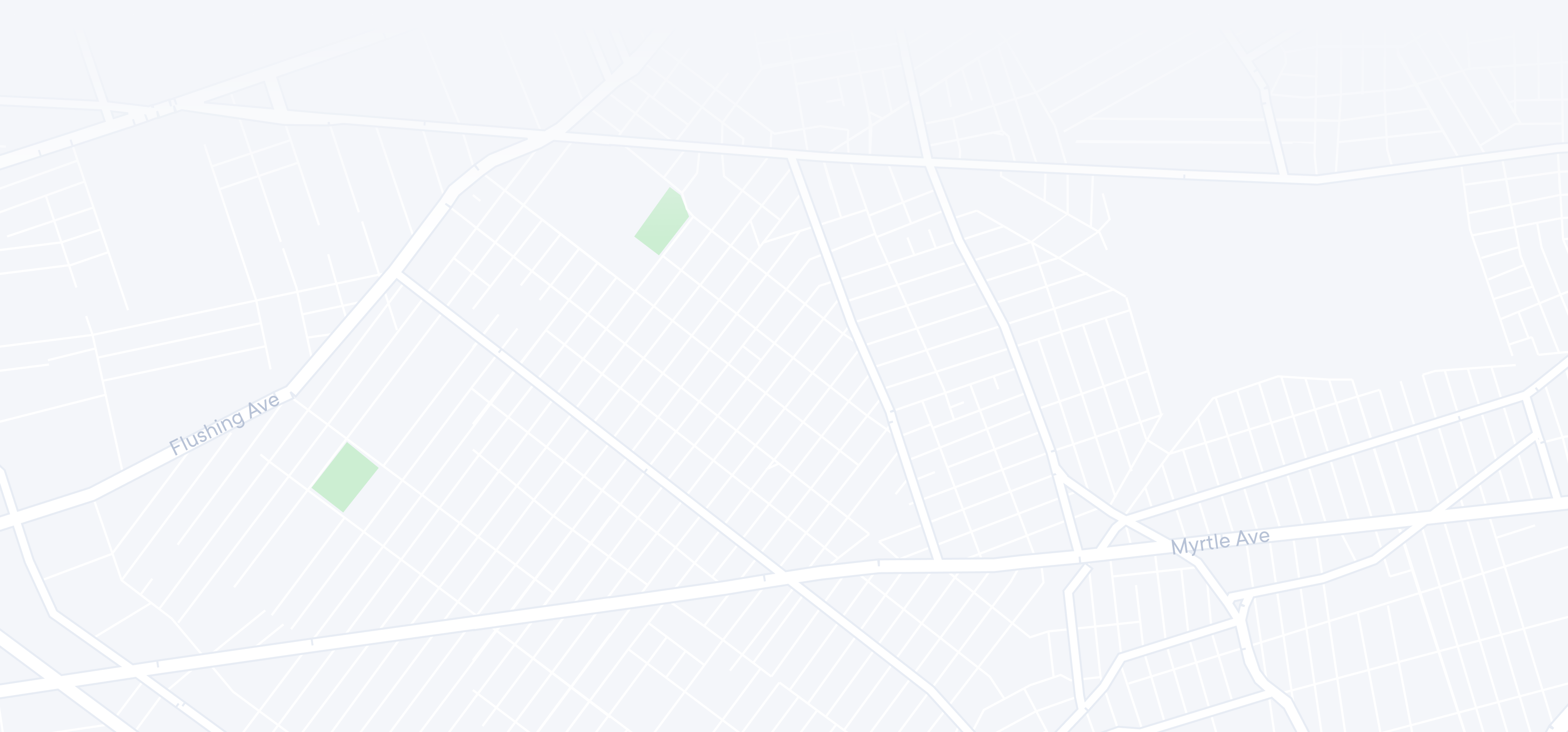 map showing streets and green zones