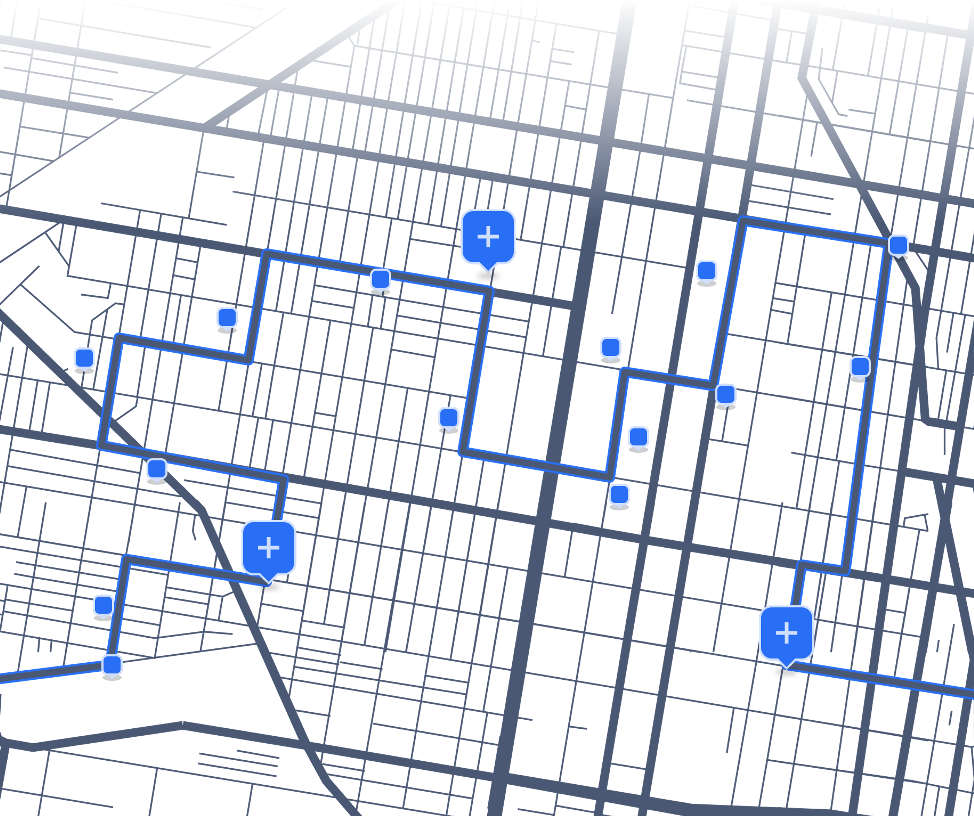 Abstract UI showing four dark rectangular buttons, with the second one highlighted in blue, representing adaptable and user-focused interface design.