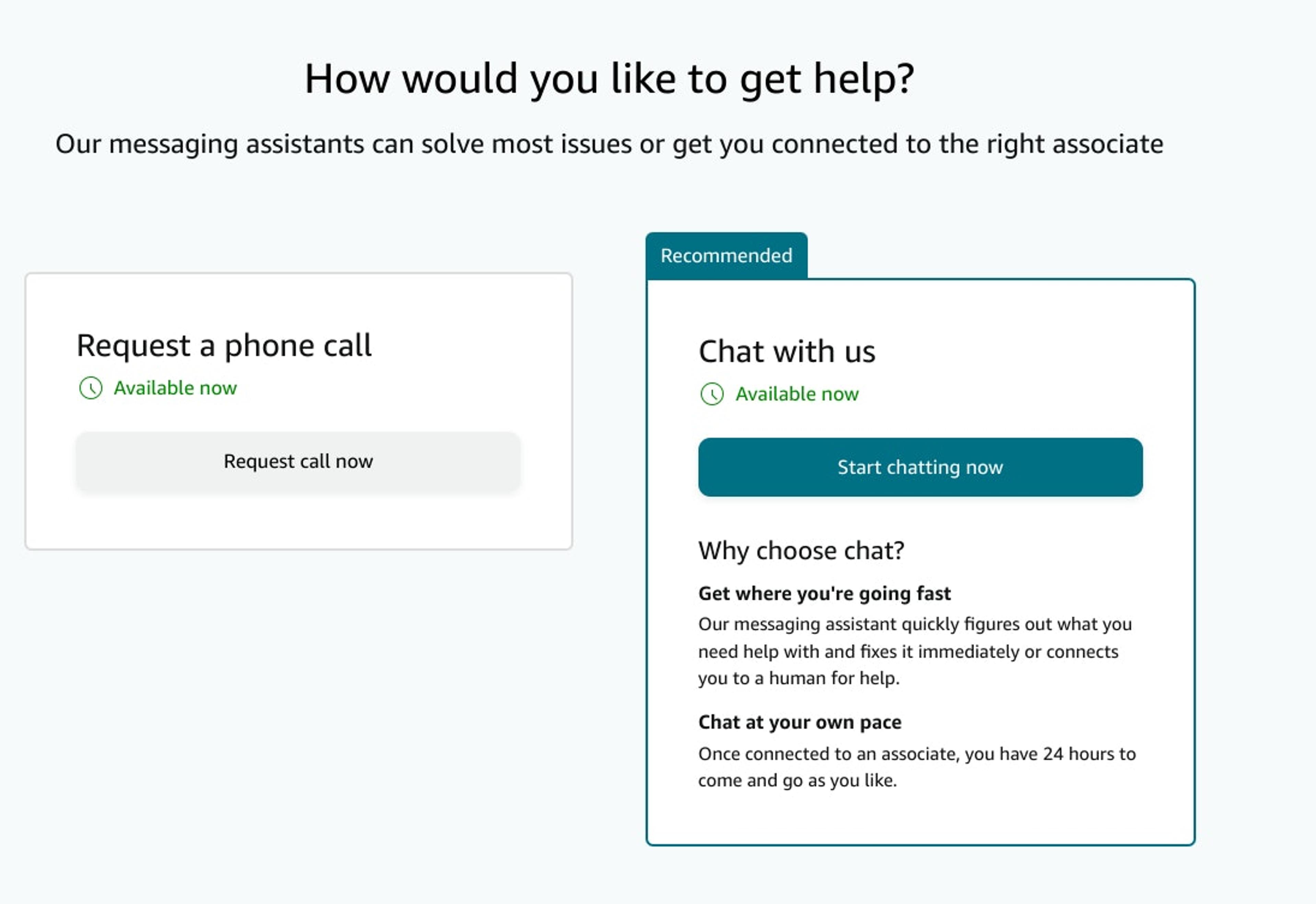 amazon chat with agent
