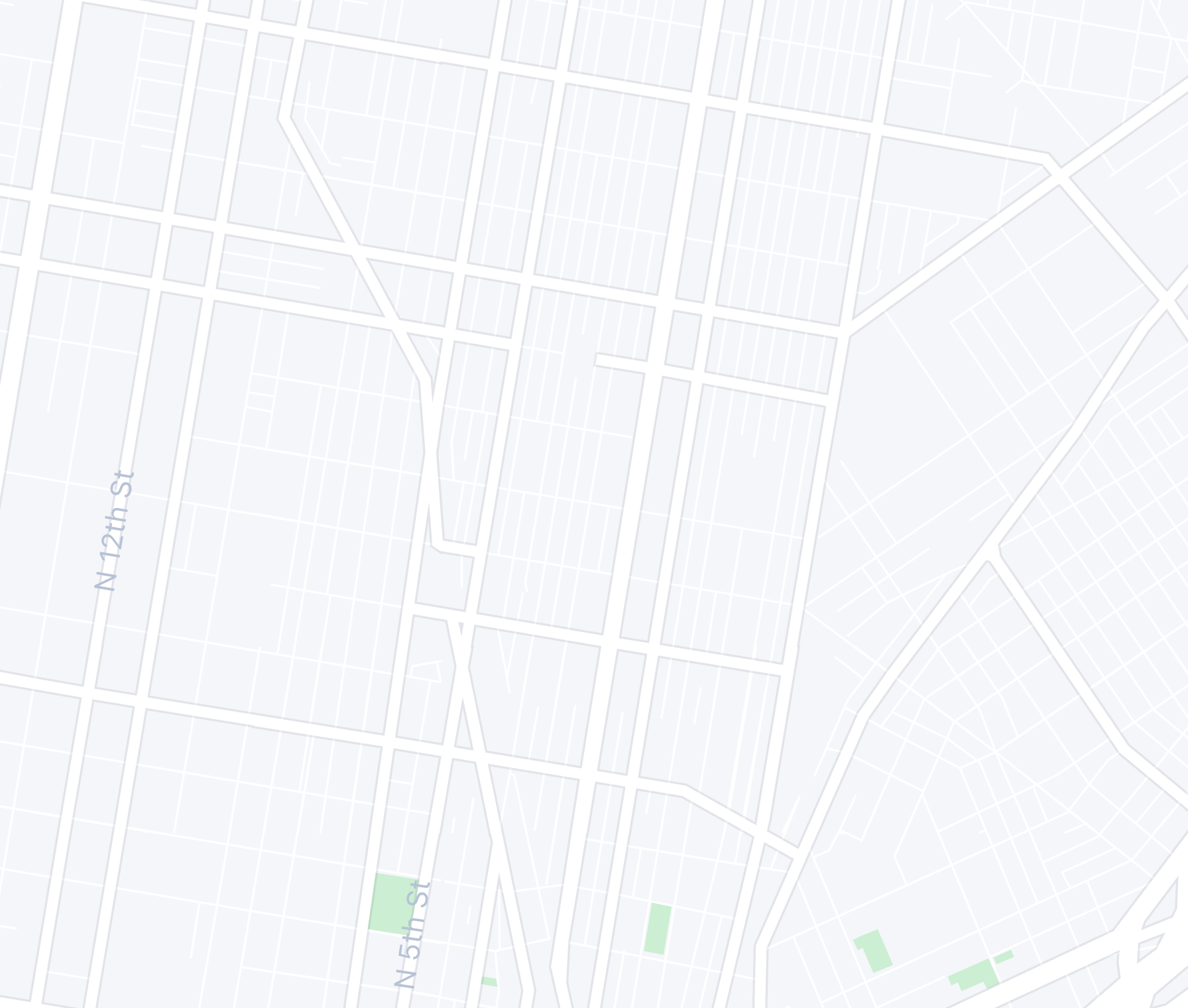 A minimalist map of a city street grid