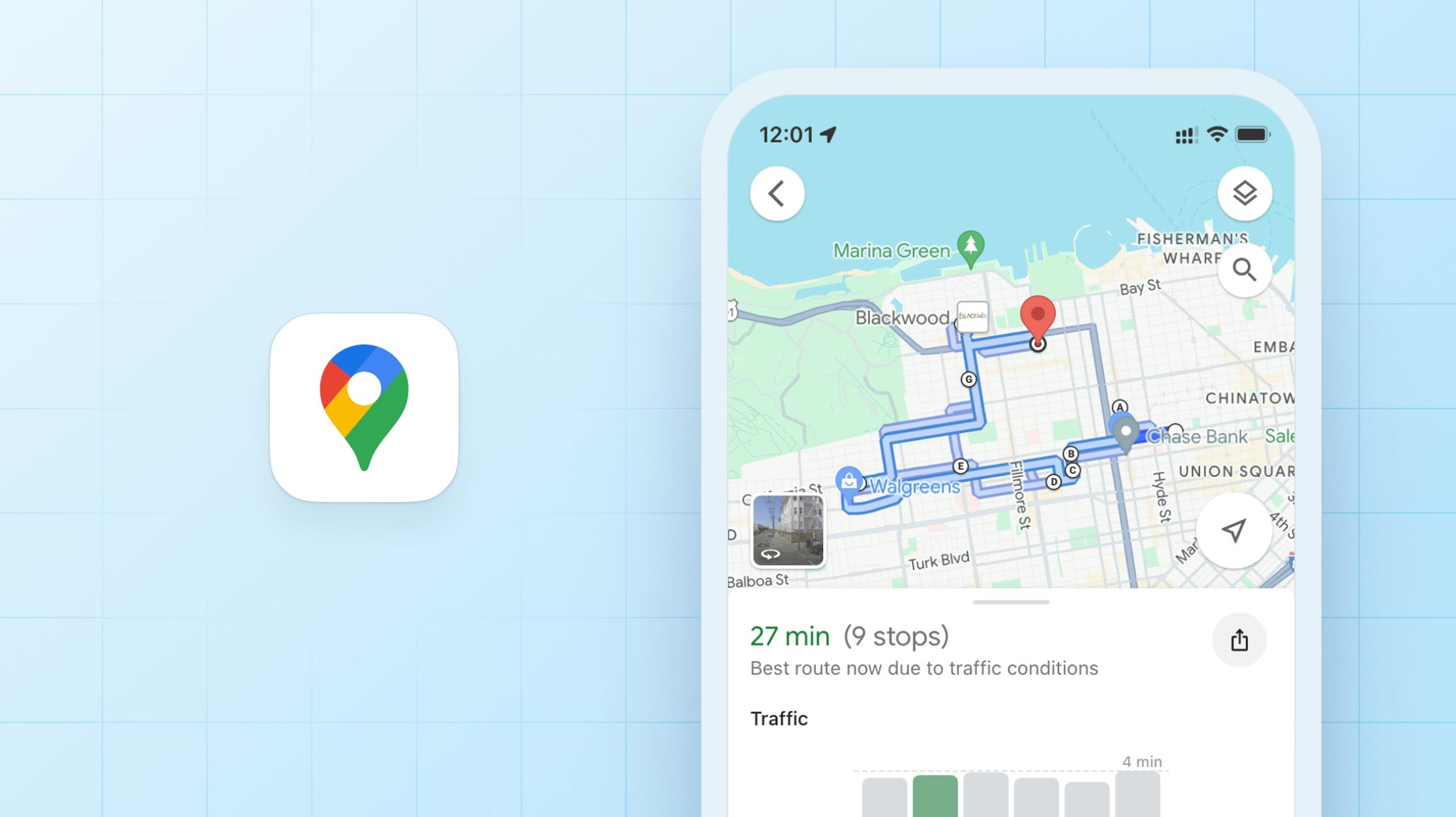 Smartphone with Google Maps open