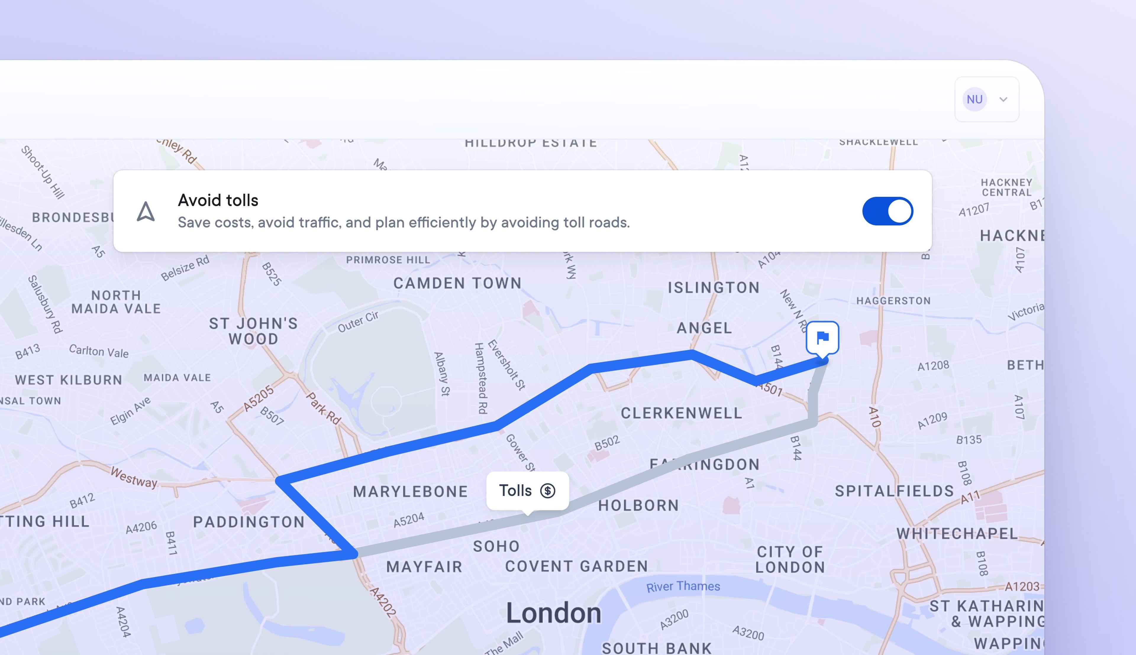 Create routes that avoid expensive toll roads