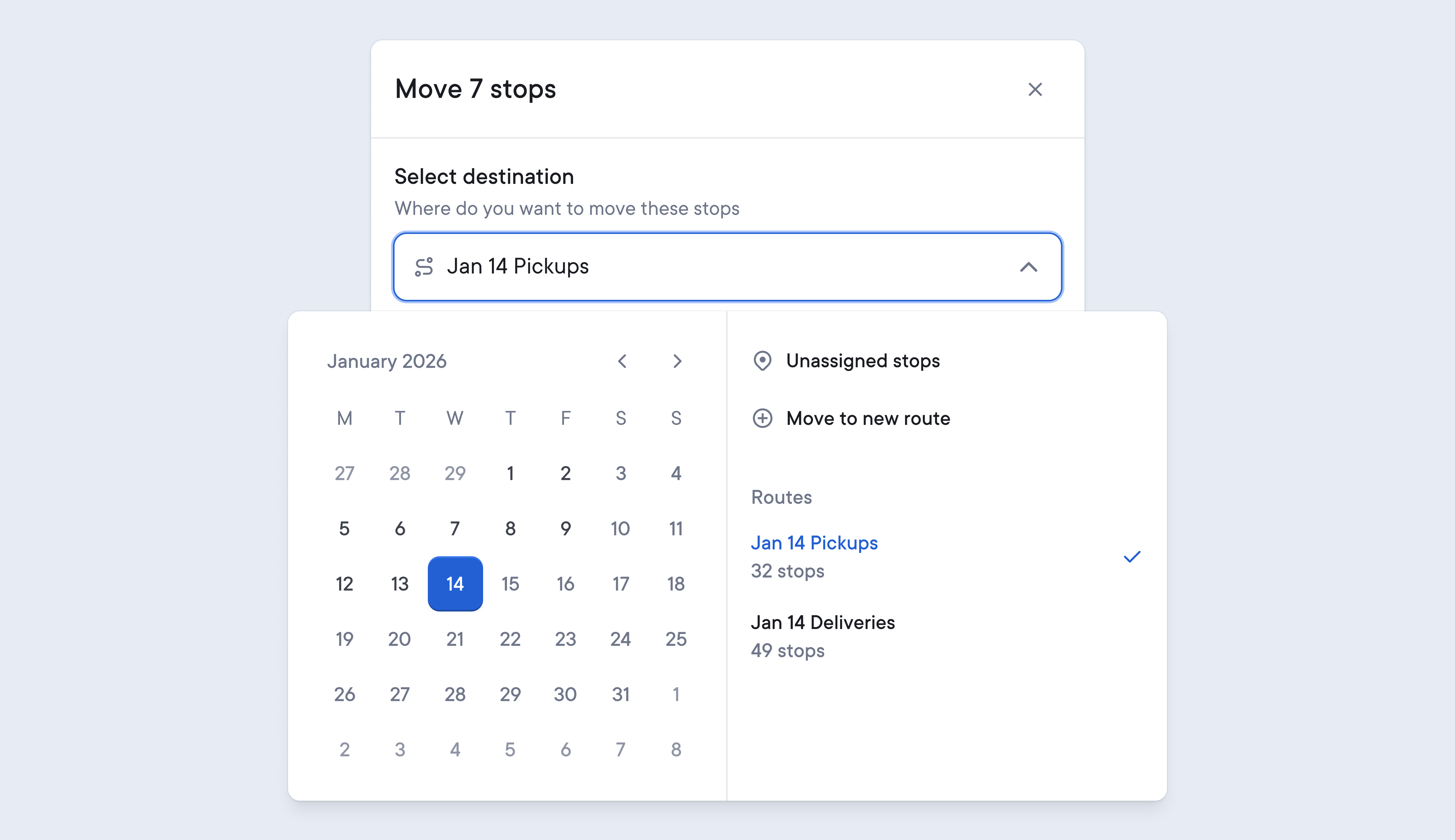 reallocate stops between routes