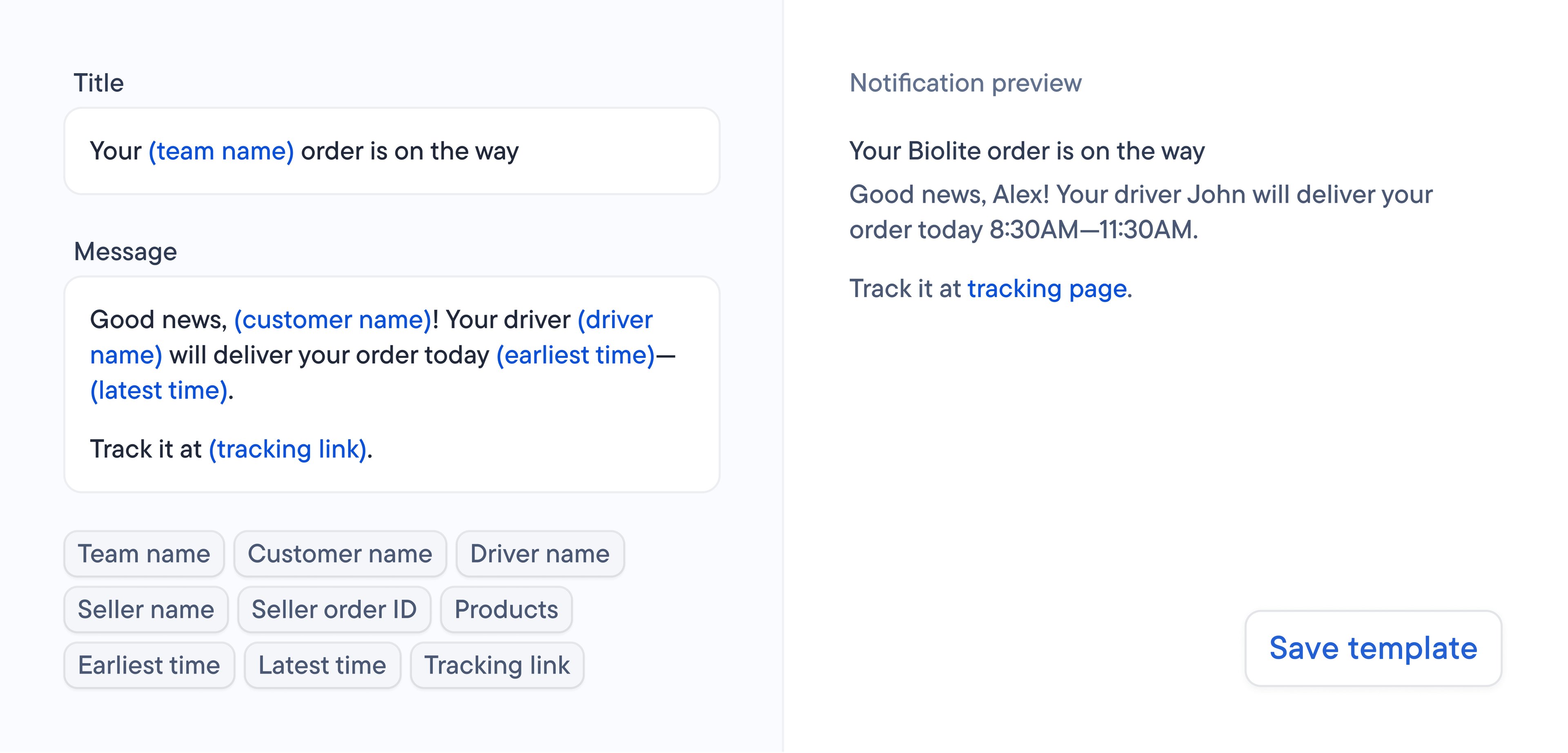 Spoke Dispatch settings for when recipients receive delivery notifications