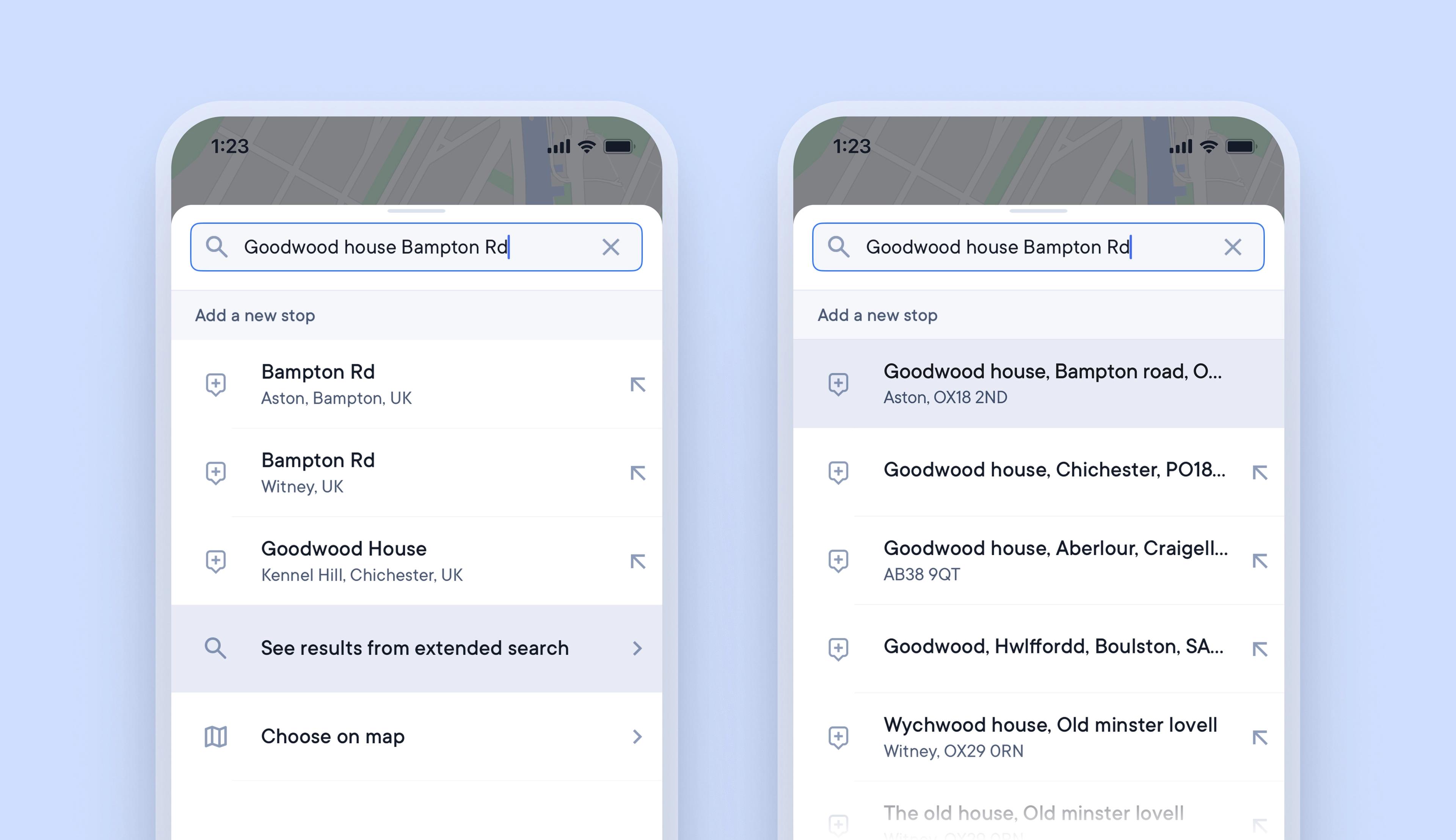 extended search results