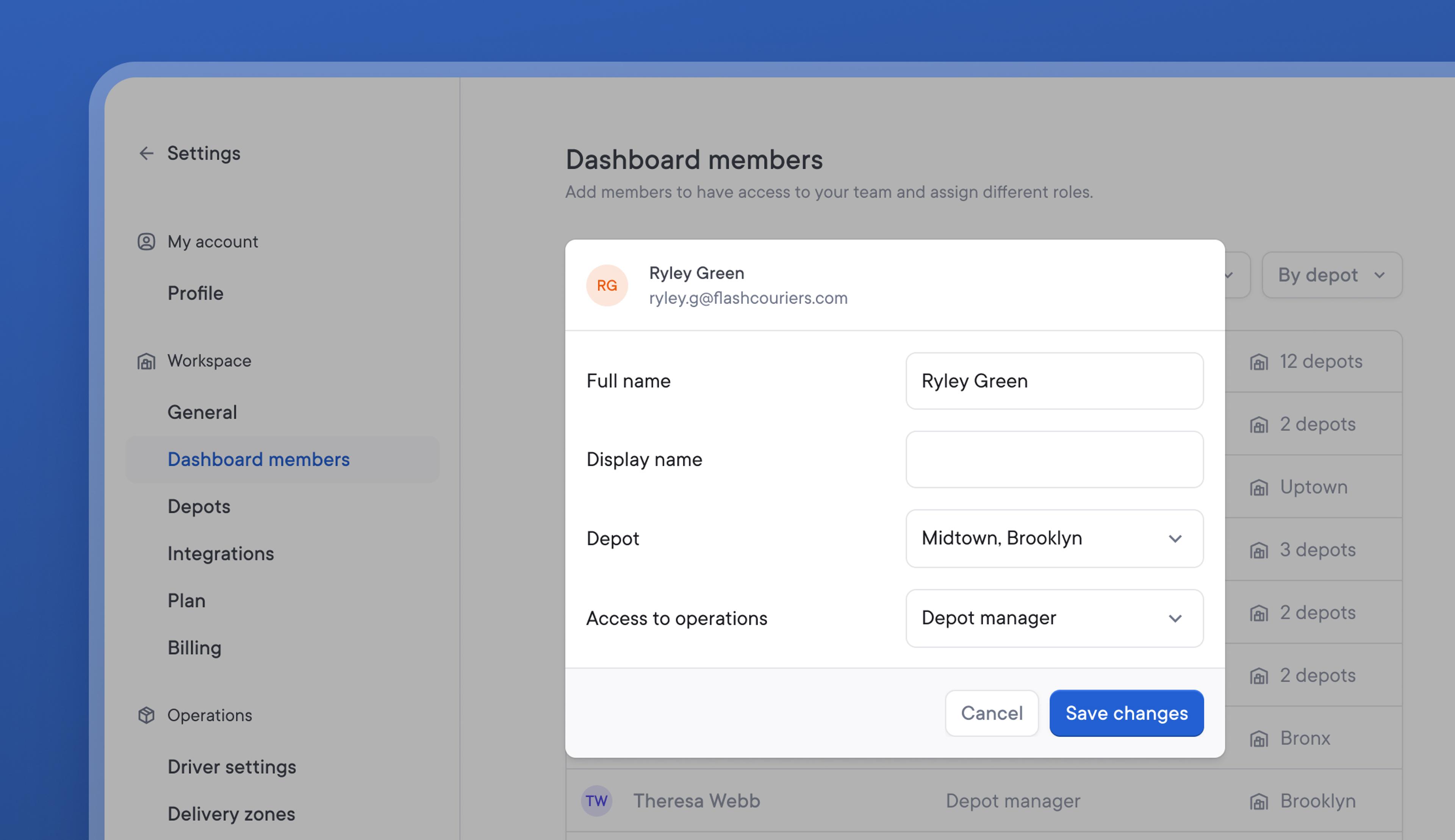assign depots to dashboard members