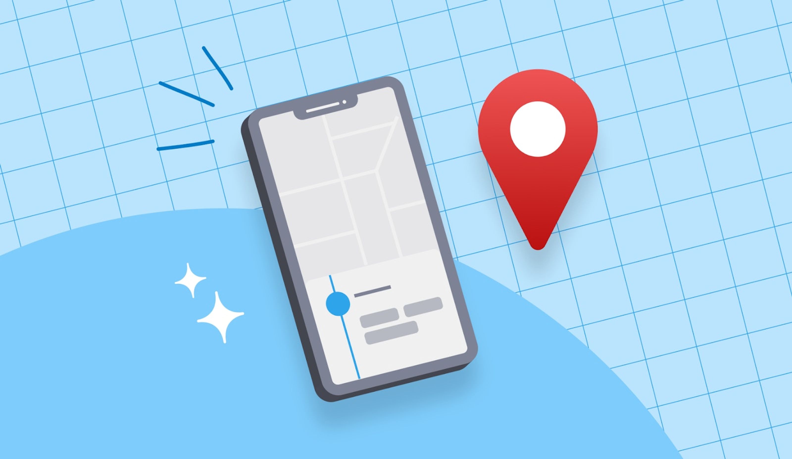 Close-up of smart phone and a locationb marker