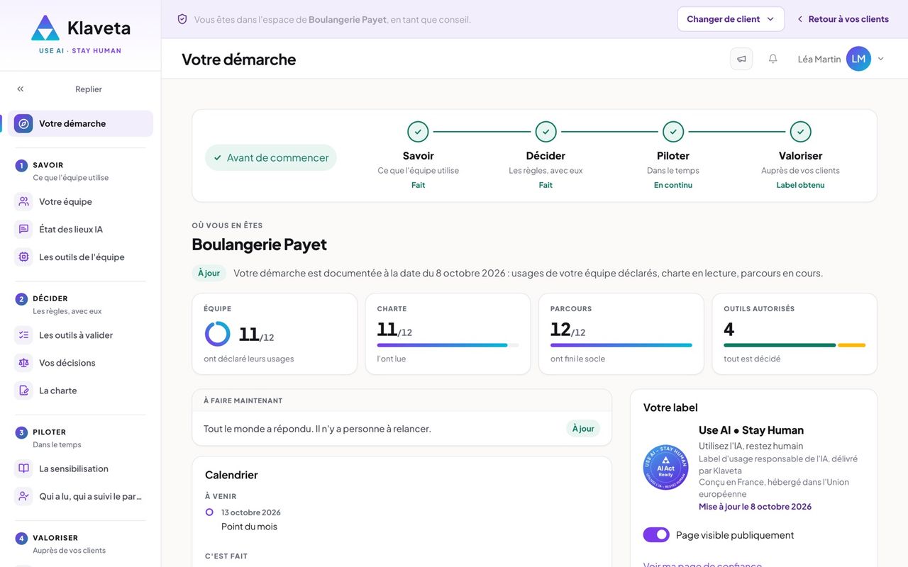 Ouvrir l'espace d'un client
