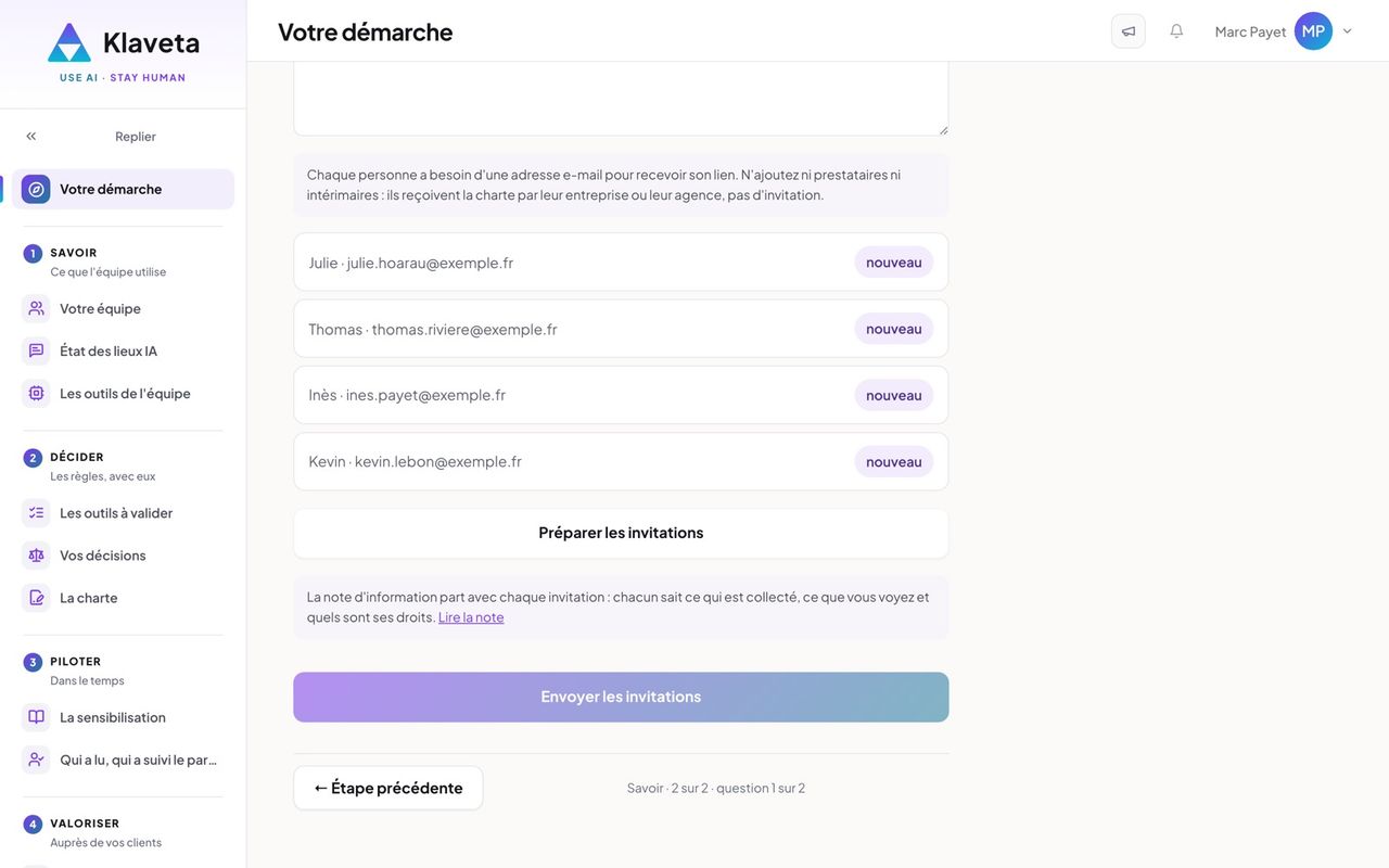 Inviter votre équipe