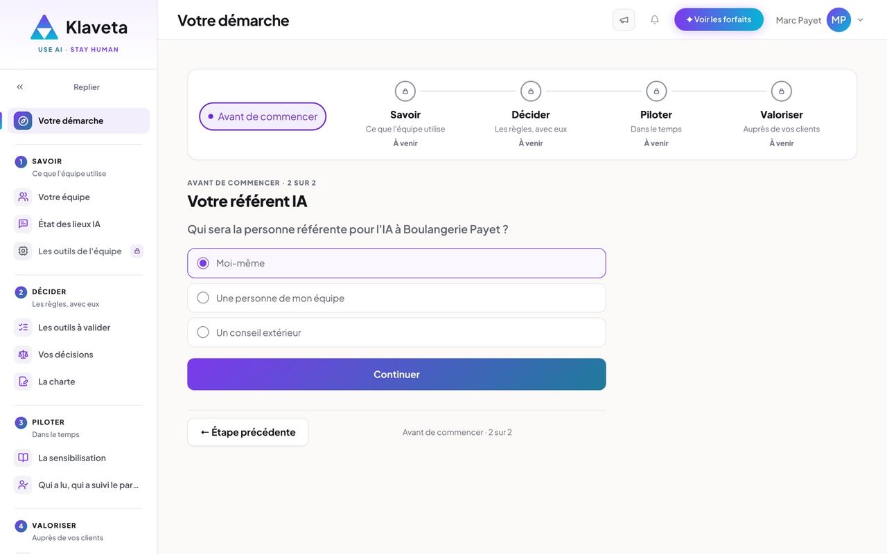 Choisir la personne référente pour l'IA