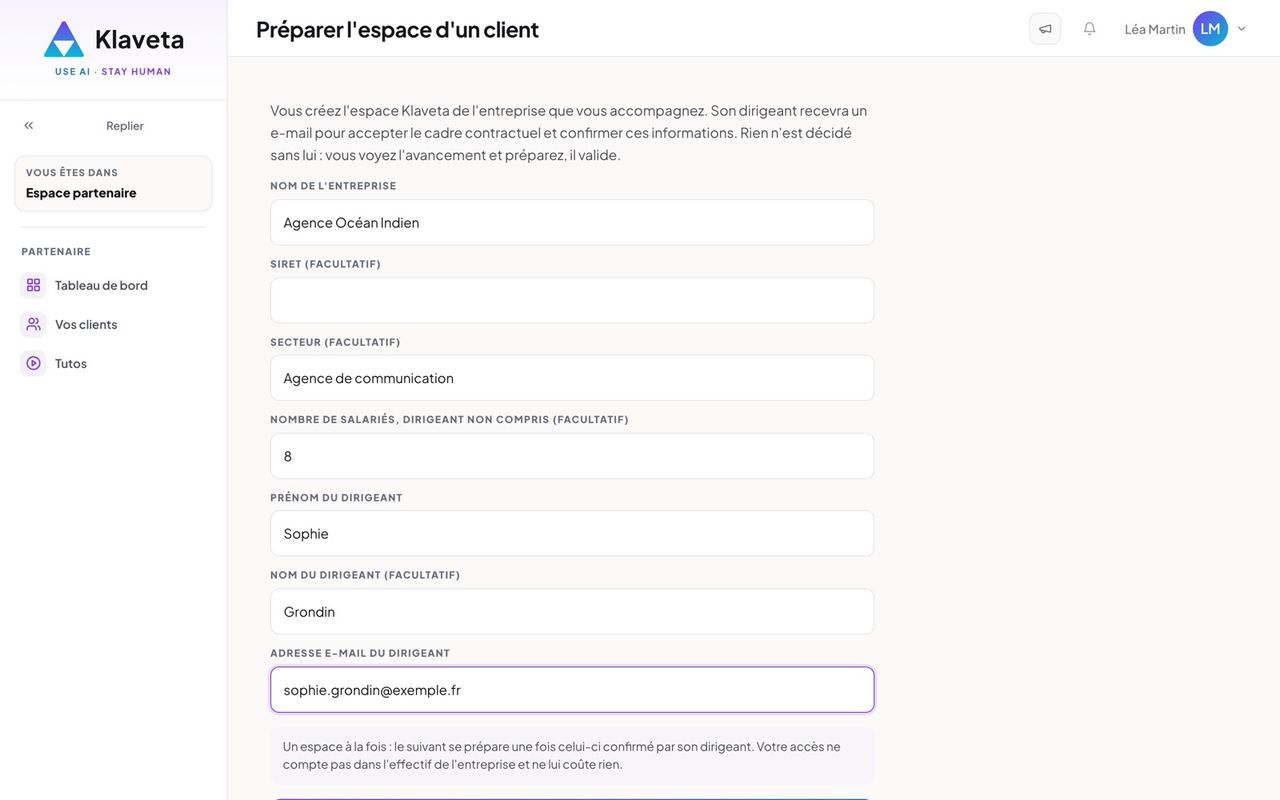 Préparer un nouveau client