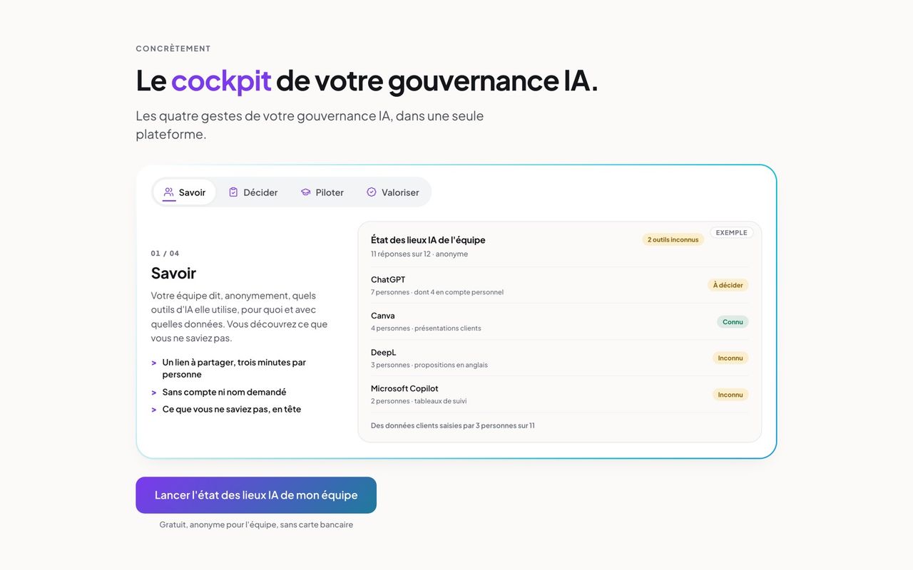 Le cockpit en quatre gestes