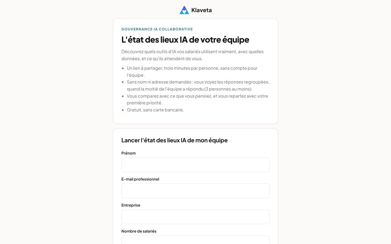 Lancer l'état des lieux