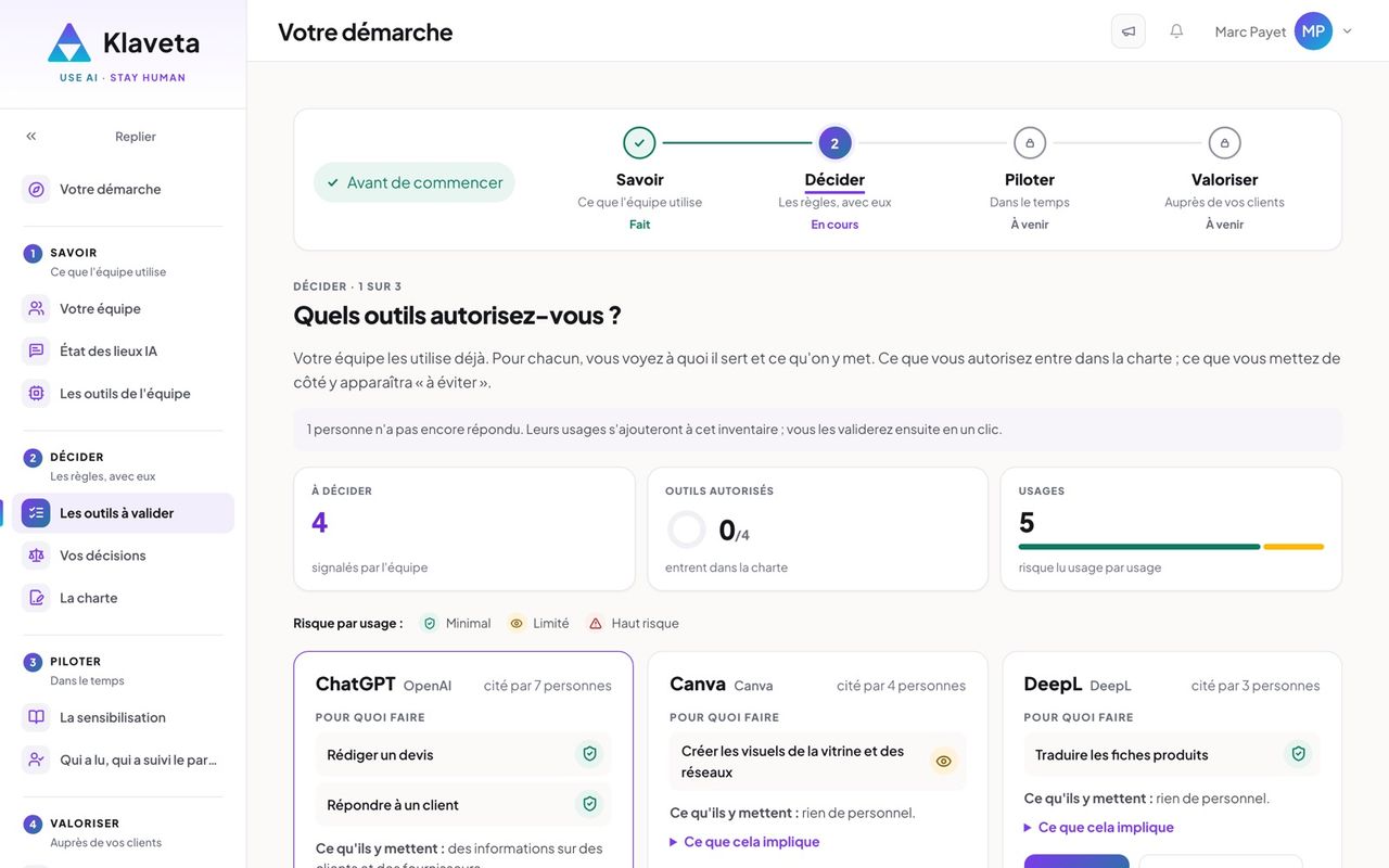 Valider les outils de l'équipe