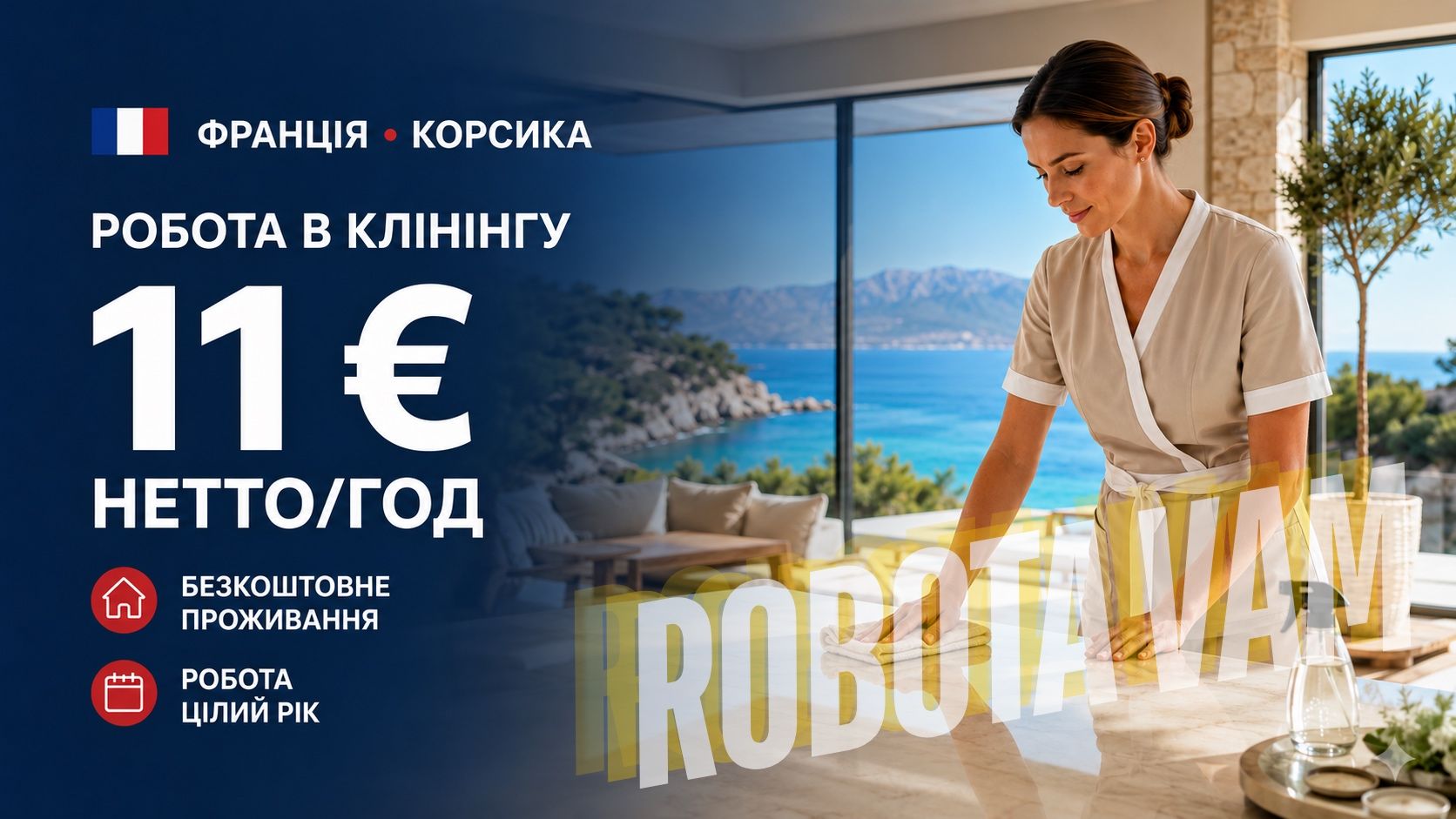 Працівниця клінінгової компанії на Корсиці