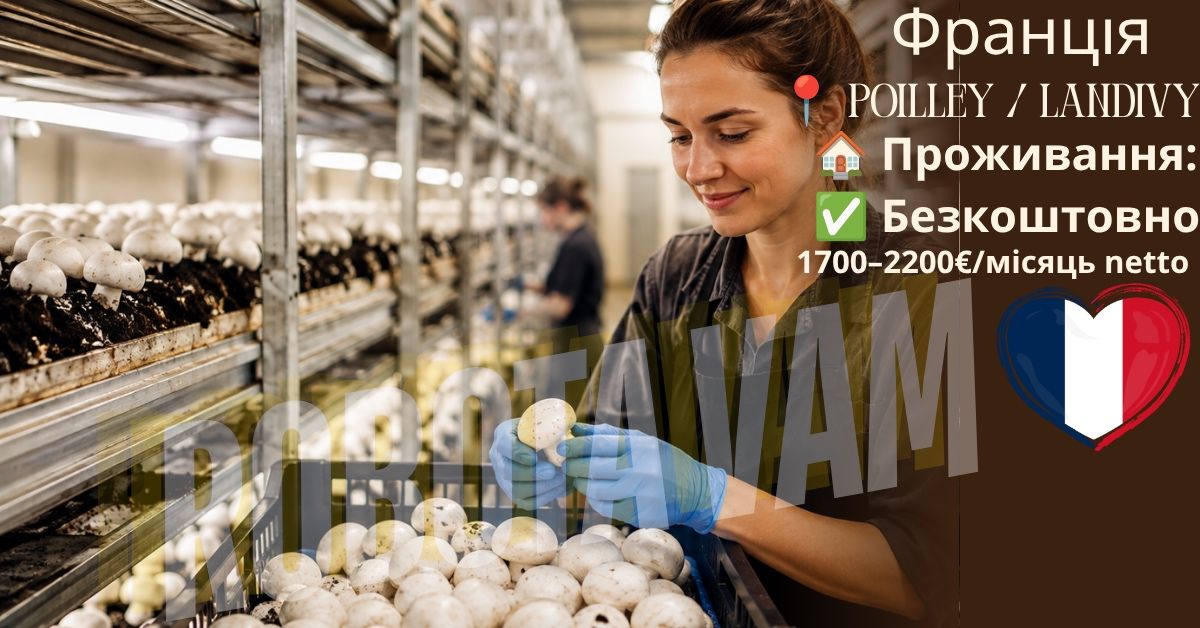 Робота на грибній фермі у Франції