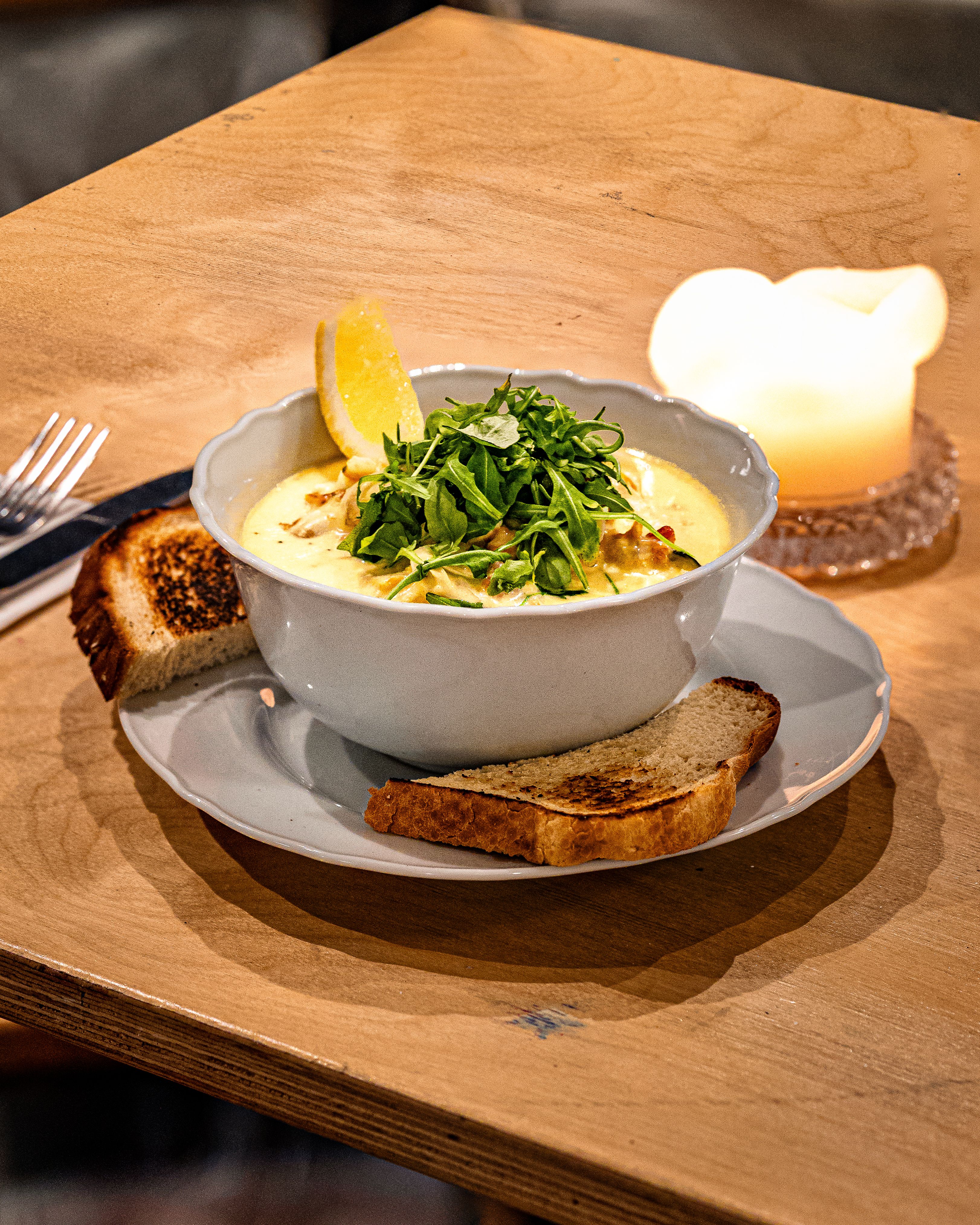 Seafood **chowder.**
