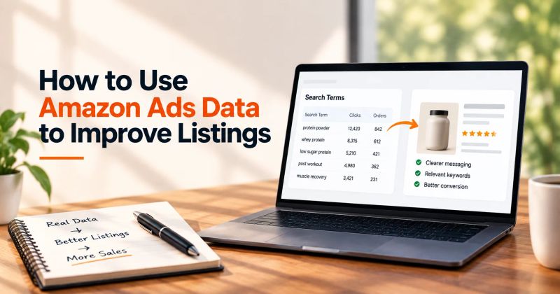 Amazon Ads data showing search terms and product listing optimization insights