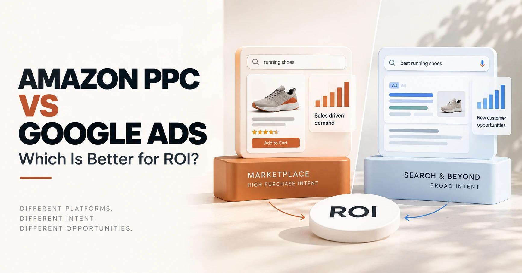 Amazon PPC vs Google Ads comparison showing advertising performance and ROI