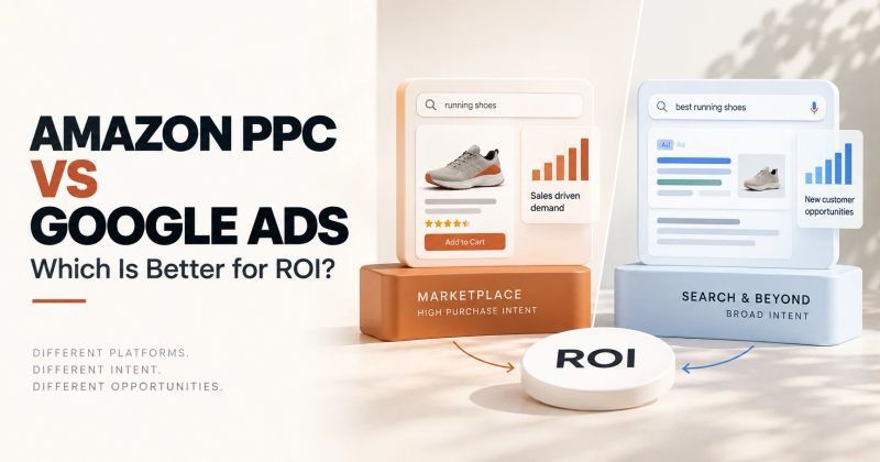 Amazon PPC vs Google Ads comparison showing advertising performance and ROI