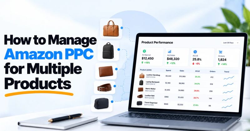 How to manage Amazon PPC for multiple products using a SaaS dashboard showing product-level ad spend, sales, ACoS, orders, and performance trends.
