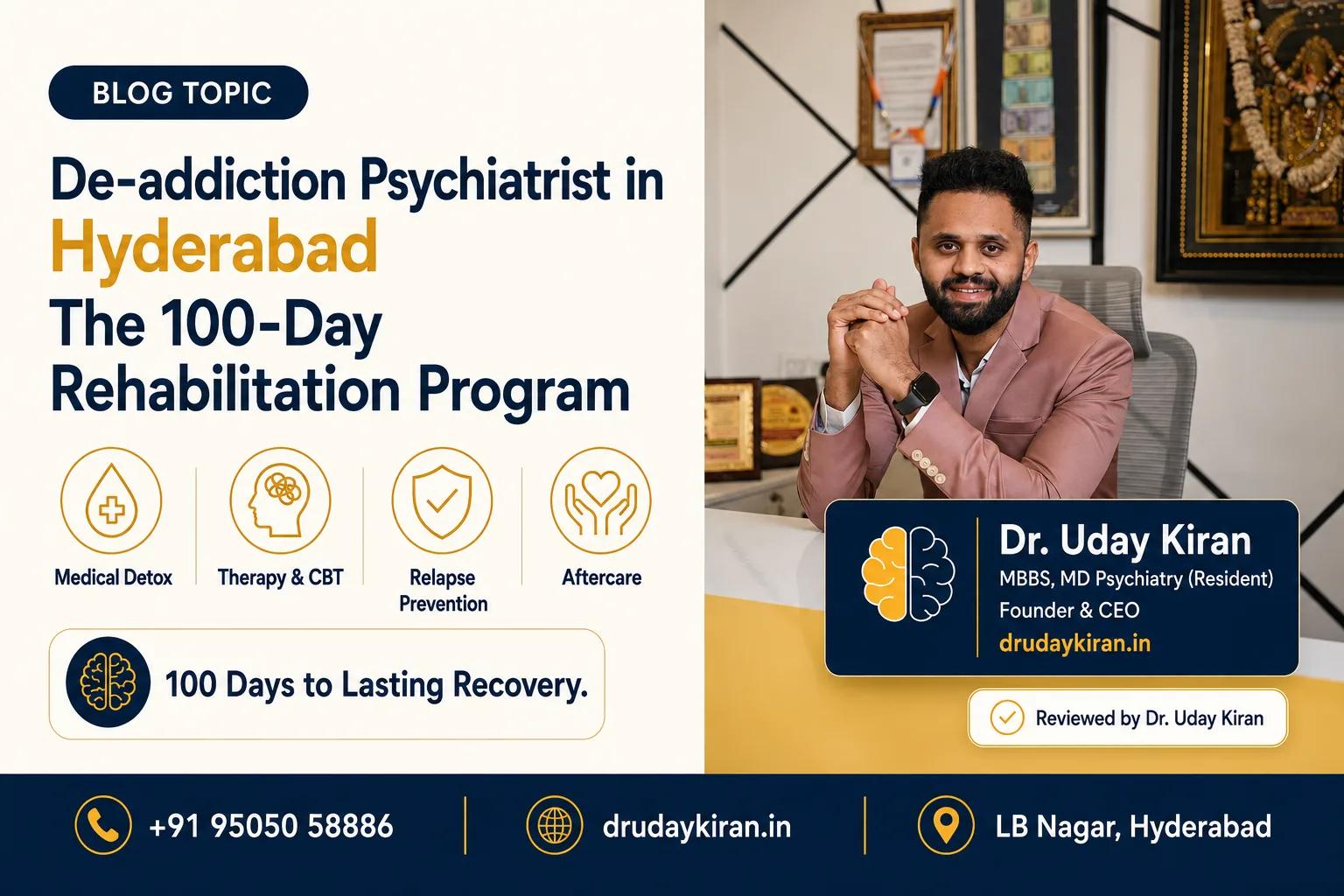 De-addiction Psychiatrist in Hyderabad: How 100-Day Rehab Supports Lasting Recovery