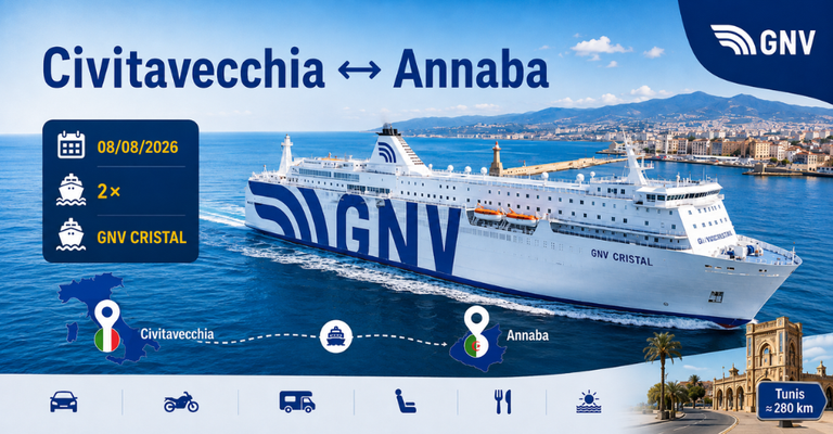 Neue Fährverbindung von GNV Civitavecchia Annaba zwischen Italien und Algerien