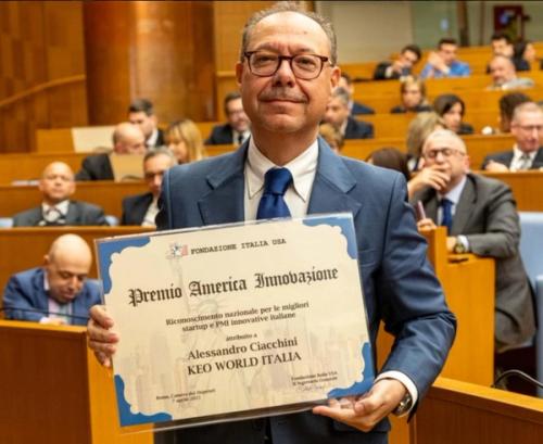 KEO Honored with America Innovation Award from Italy USA Foundation at the Italian Parliament in Rome, Celebrating Leadership in Fintech and Global Entrepreneurship