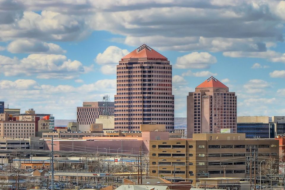 A skyline view of downtown Albaquerque, NM.