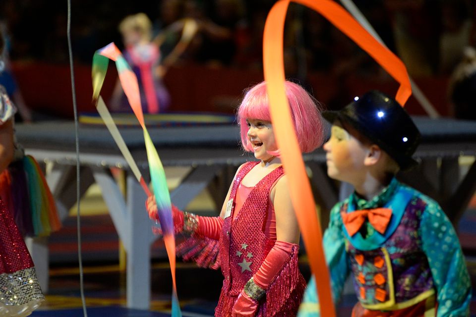 Children performing for the circus.