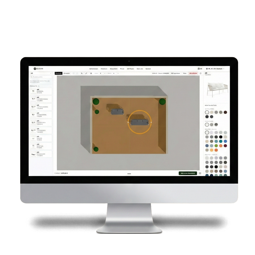 3D space planner for outdoor furniture