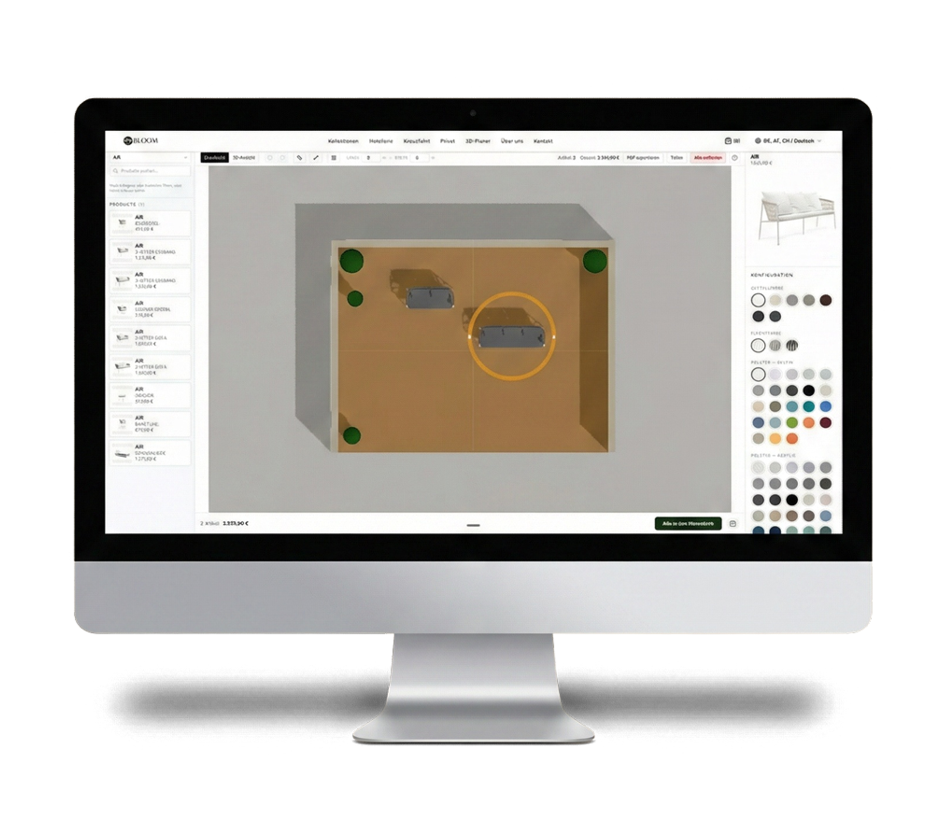3D space planner for outdoor furniture